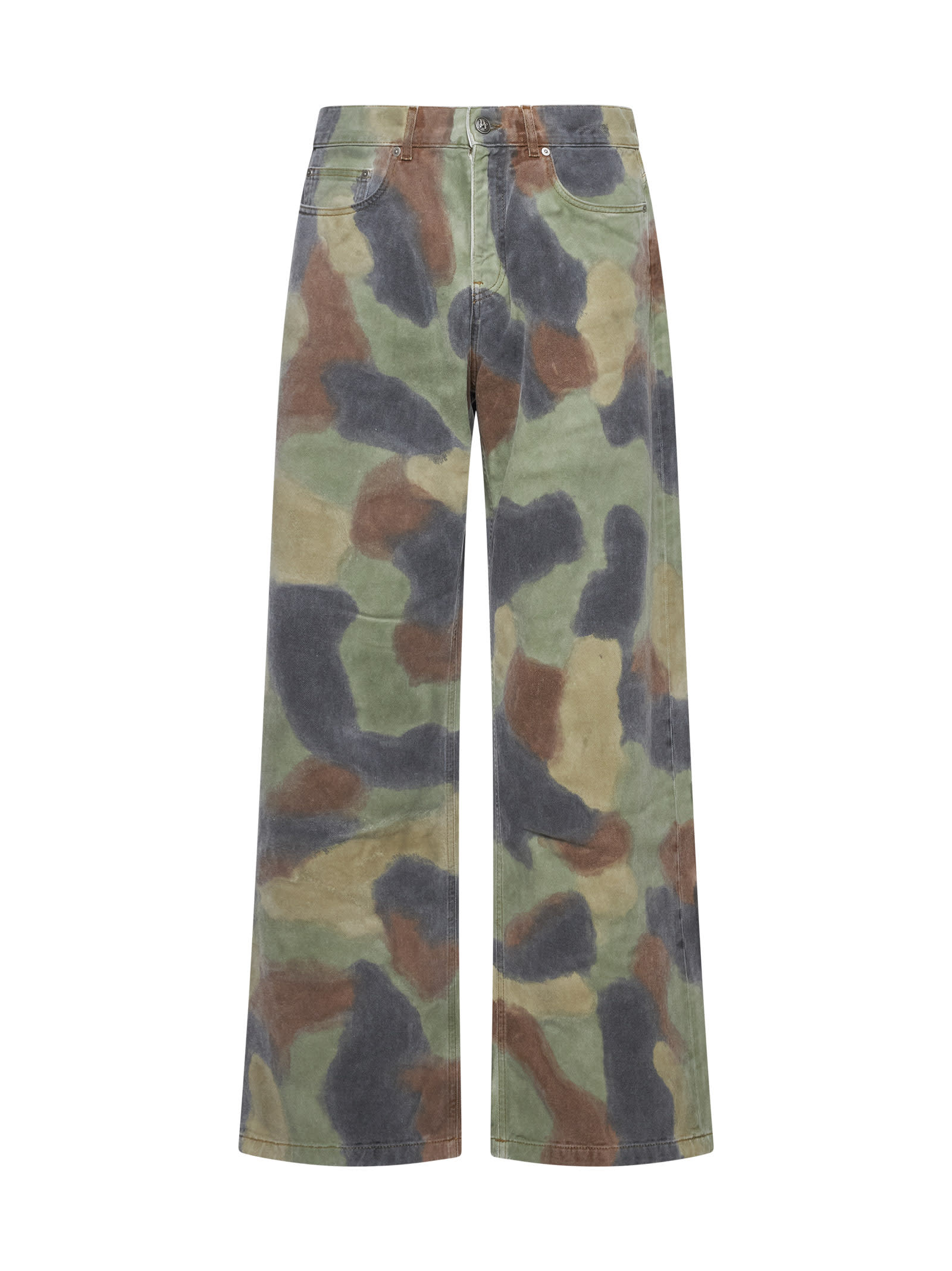 Shop Palm Angels Jeans In Military Grey