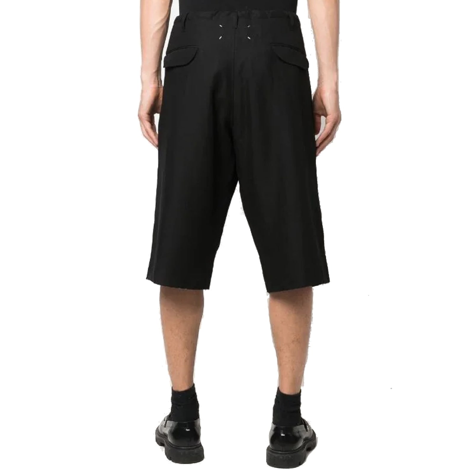 Shop Maison Margiela Blend Linen Bermuda Shorts In Black