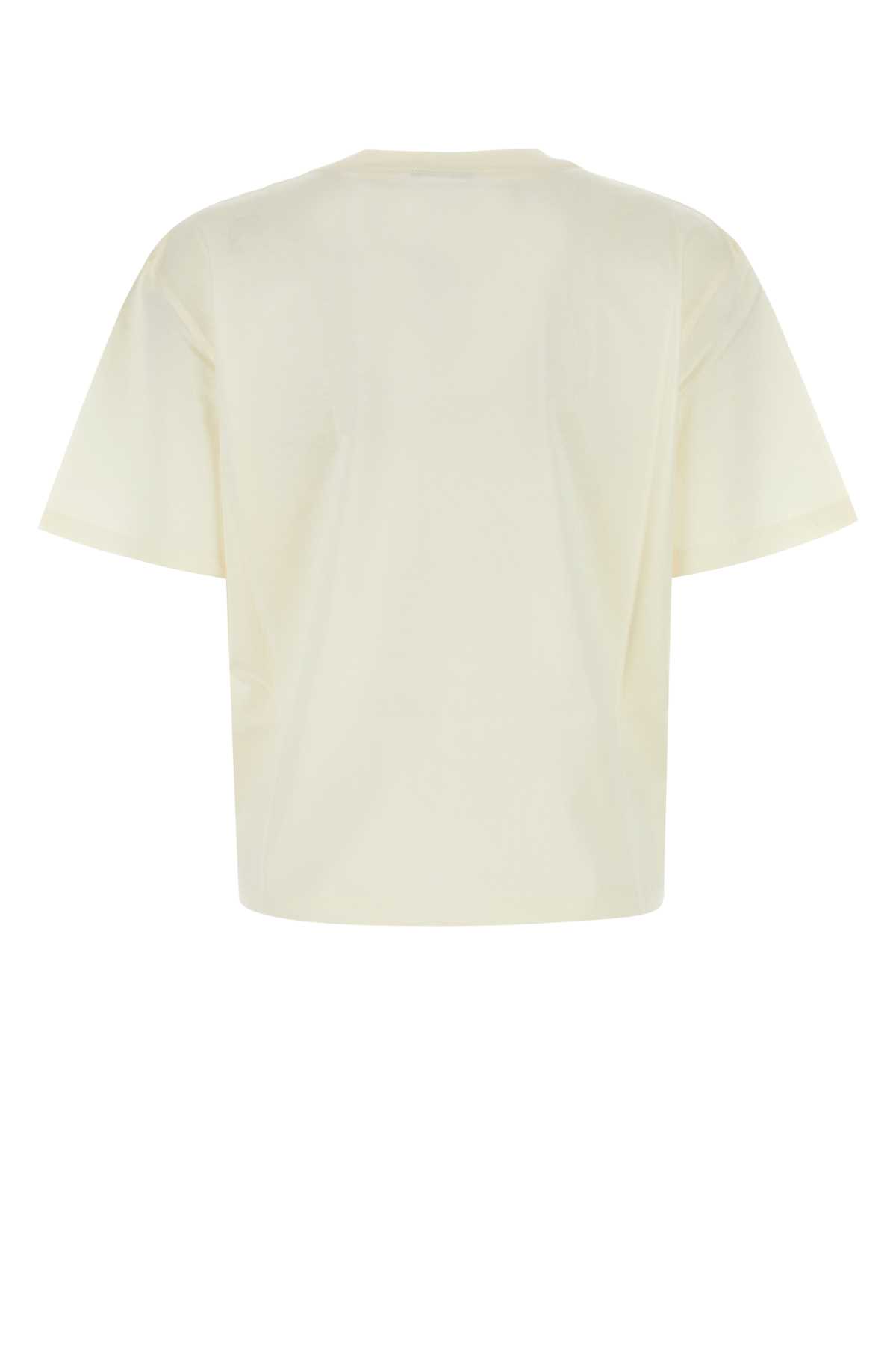 Shop Moncler Ivory Cotton T-shirt In 034