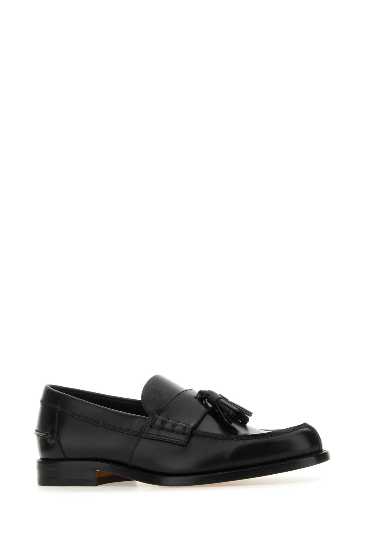 Tod's Black Leather Loafers In Nero