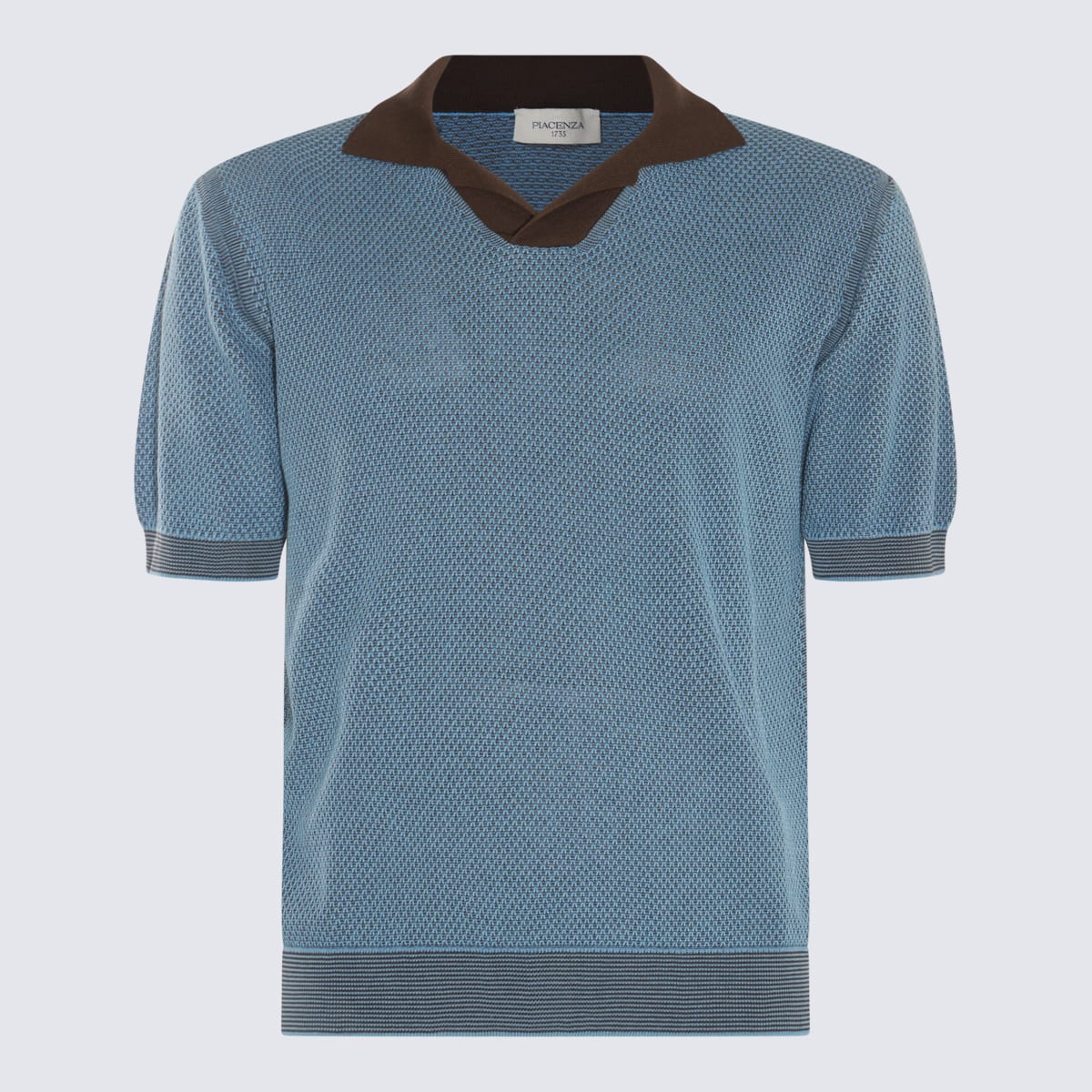 Blue Cotton-silk Blend Polo Shirt