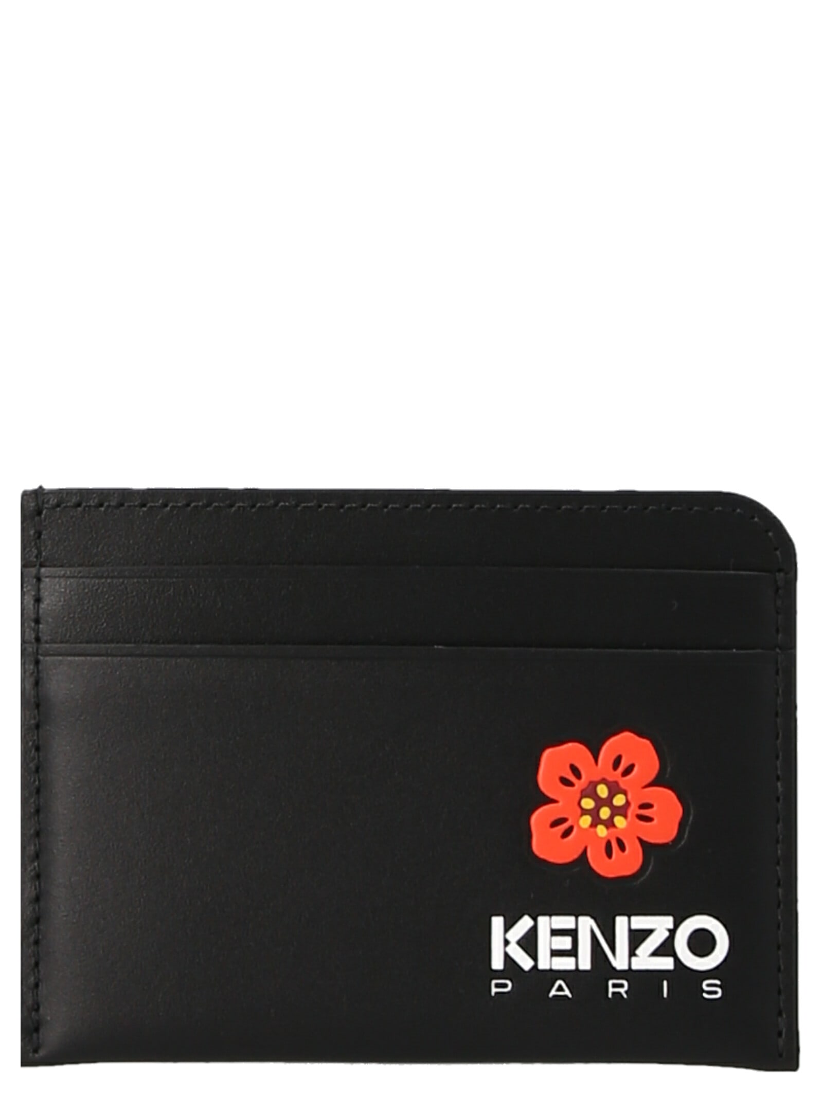 Kenzo Logo Leather Card Holder In Black