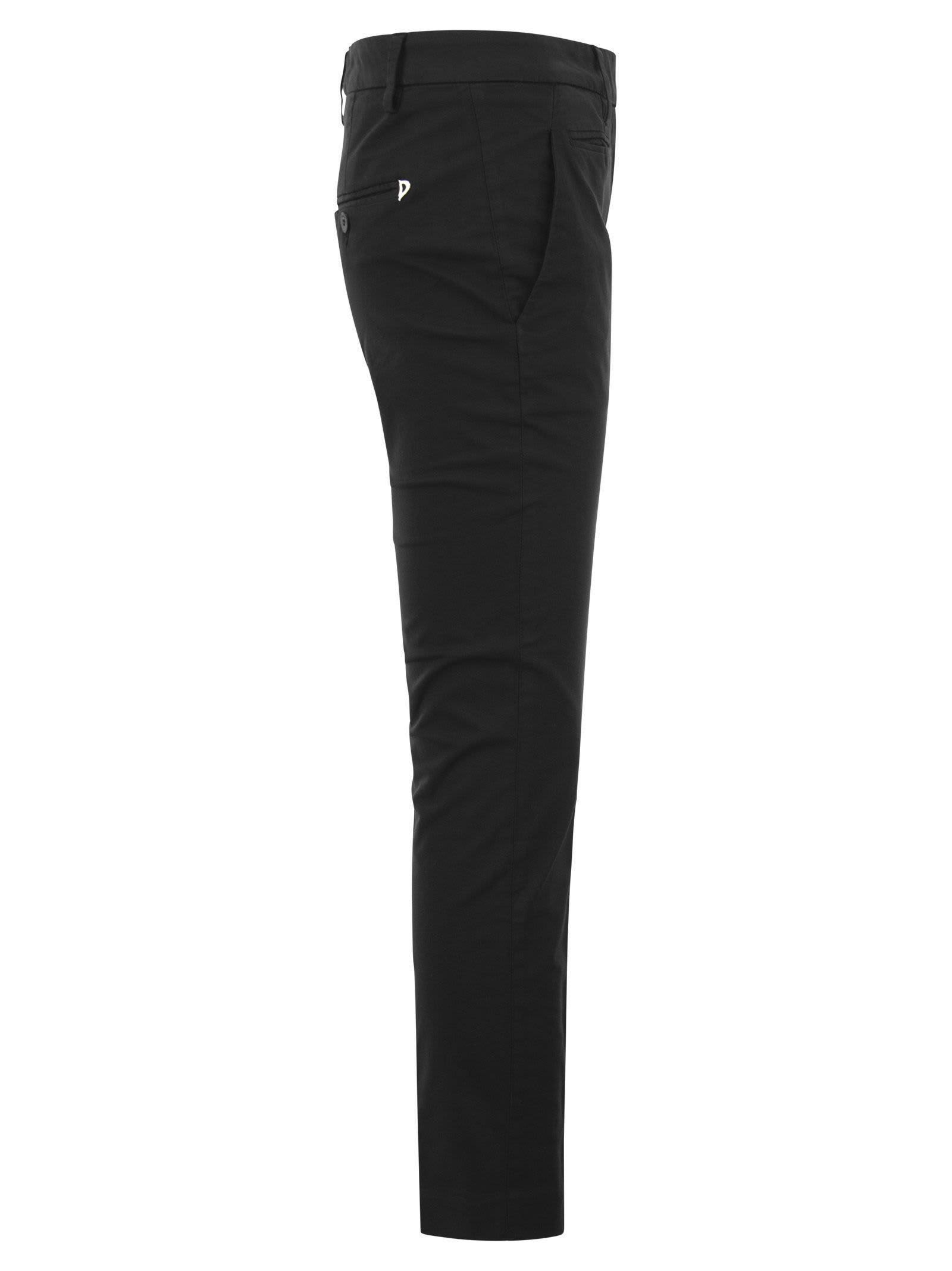 Shop Dondup Perfect - Slim Fit Pants In Modal And Cotton In Black
