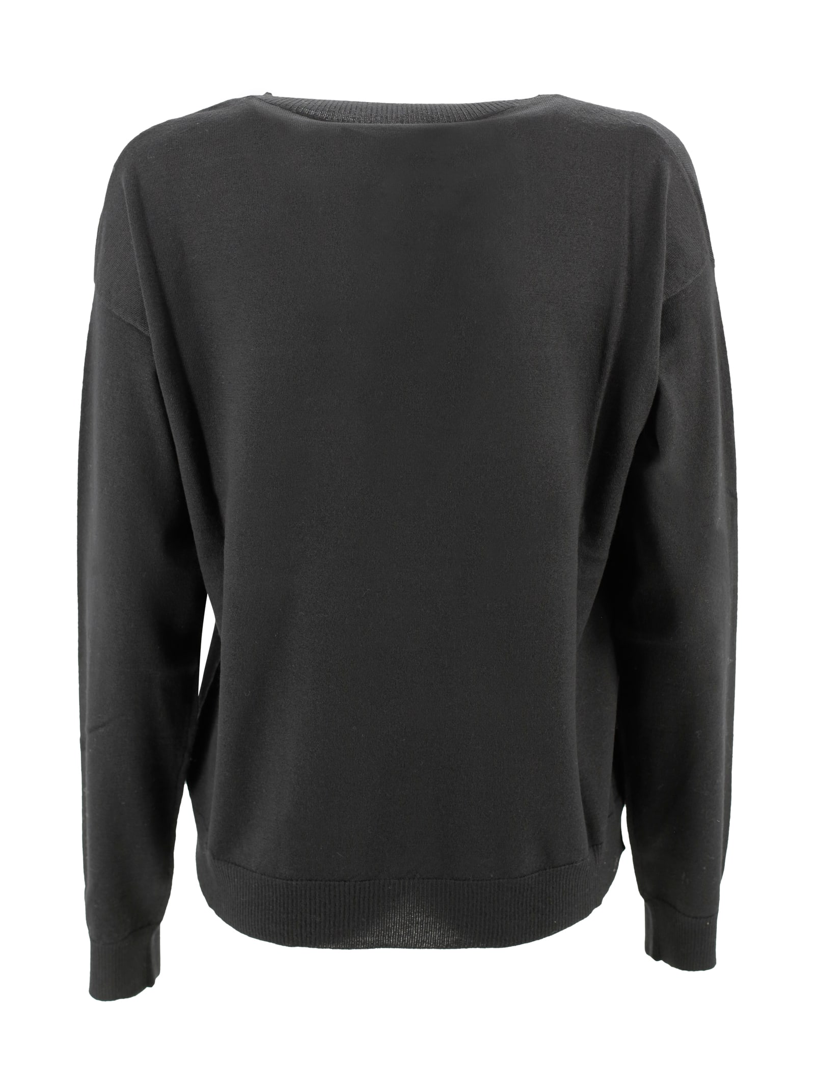 Weekend Max Mara Ribbed V-neck Cashmere Sweater In Black