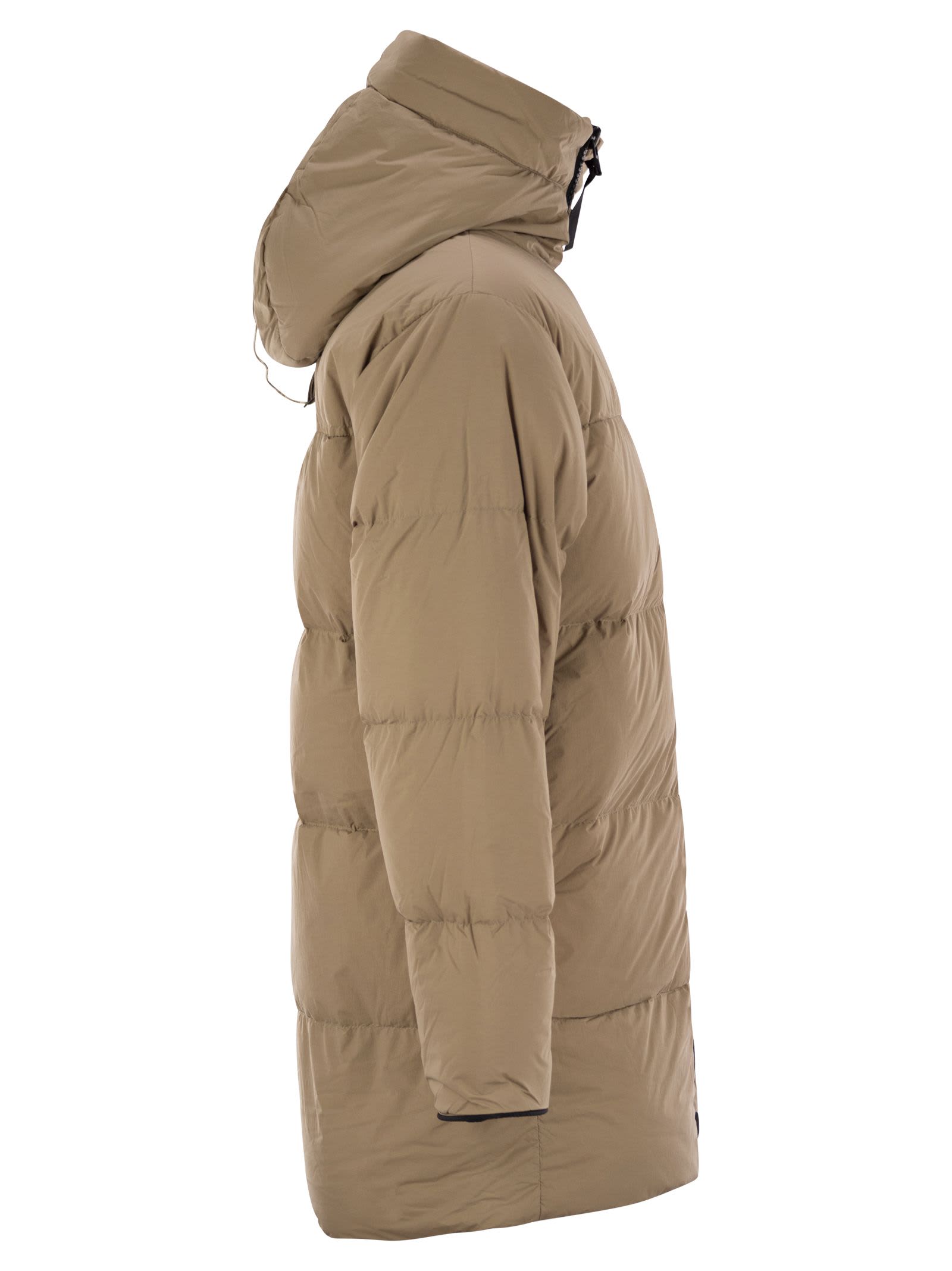 Shop Canada Goose Lawrence - Down Jacket With Black Logo In Sand