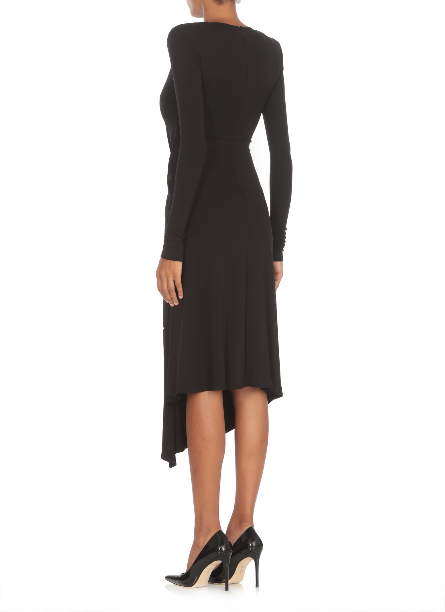 Shop Elisabetta Franchi Draped Dress In Black