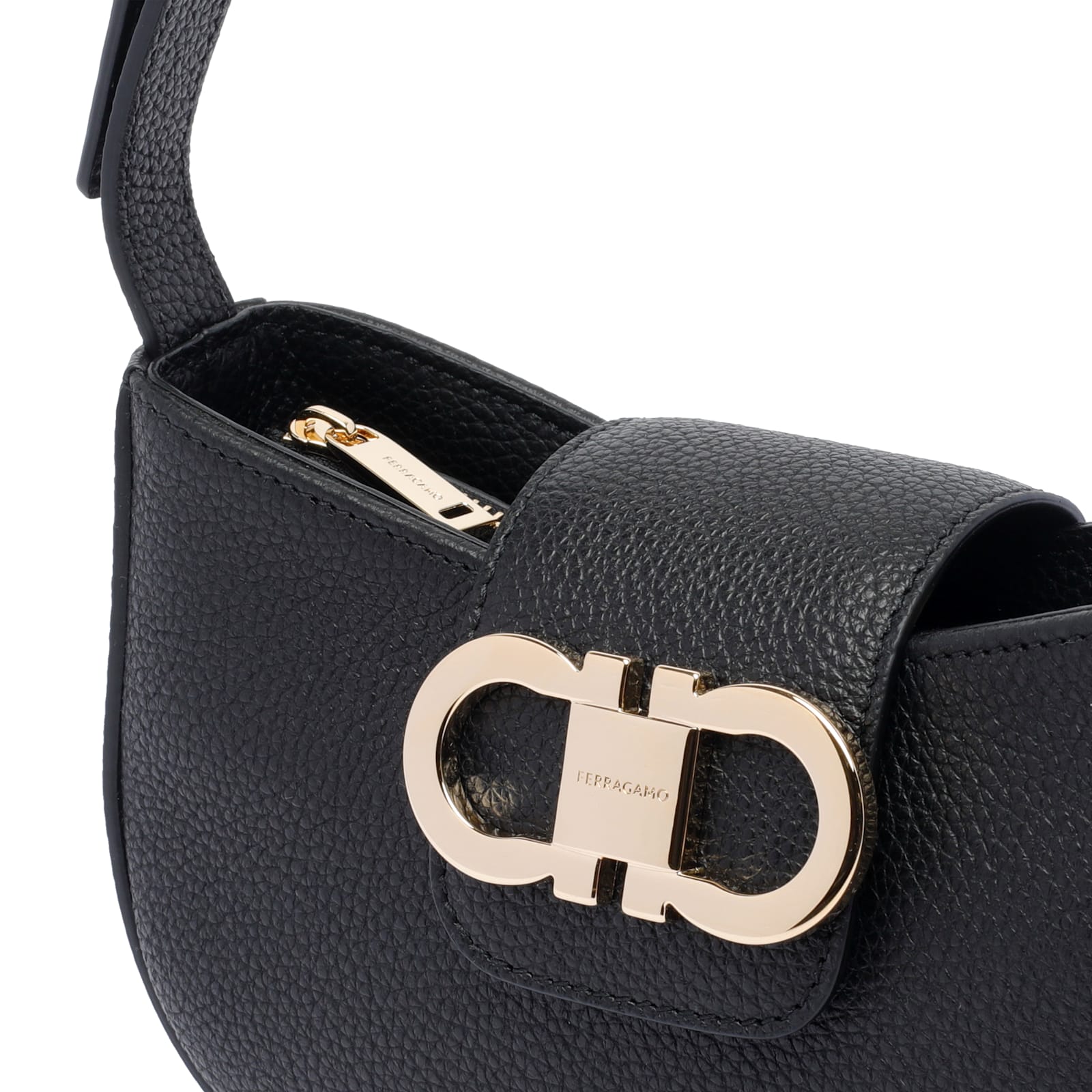 Ferragamo Gabry Black Calf Leather Shoulder Bag