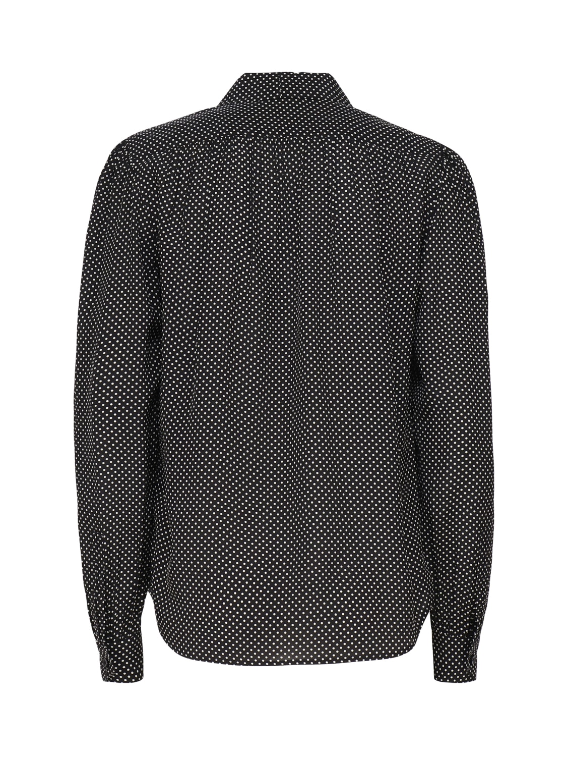 Shop Saint Laurent Ruffled Blouse With Lavalliere Puff Sleeves In Pois