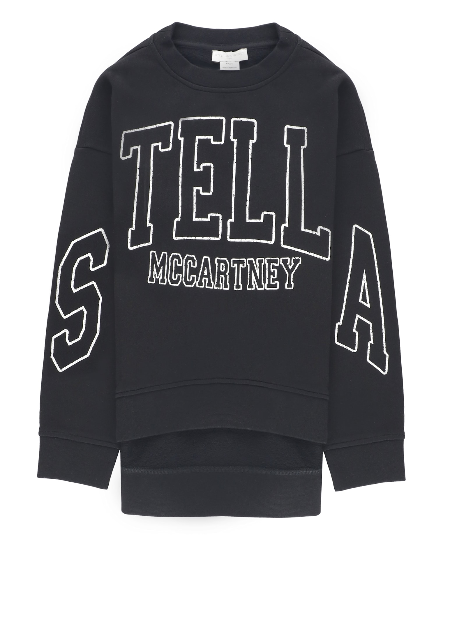 Stella Mccartney Sweatshirt With Logo Print And Side Zippers Kids In Black