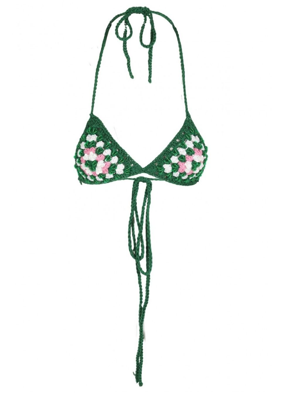 Matimì Womans Green Crochet Knit Bikini Top With Beads