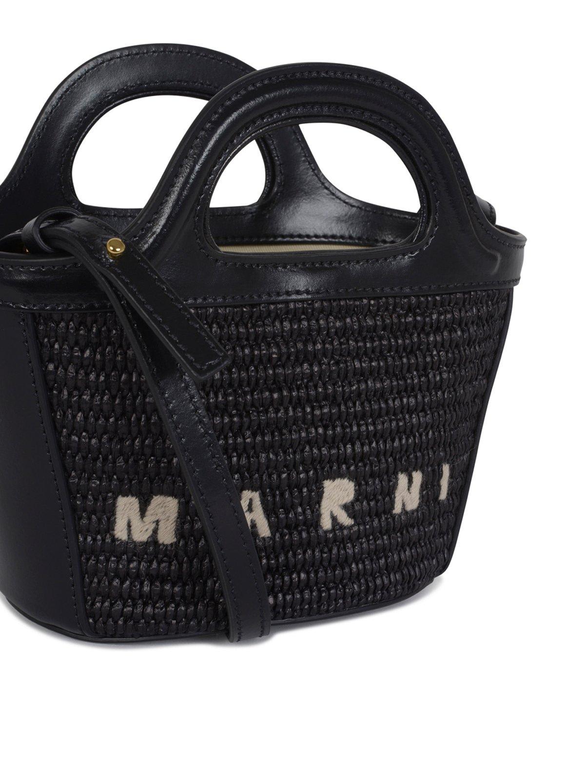 Shop Marni Tropicalia Interwoven Mini Tote Bag In Black