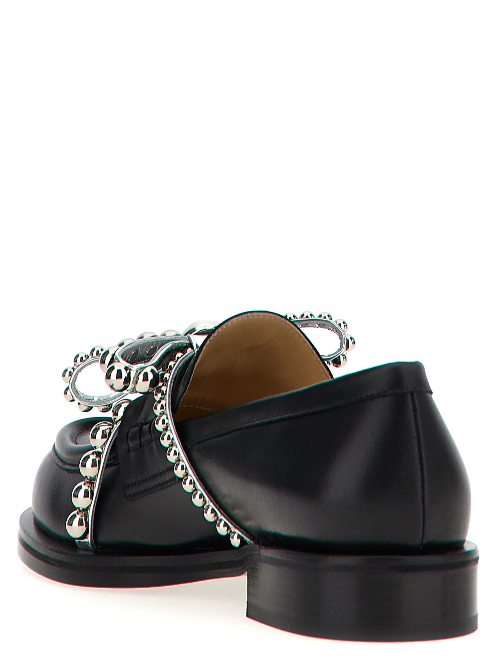 Shop Mach &amp; Mach Crystal Studs Loafers In Black