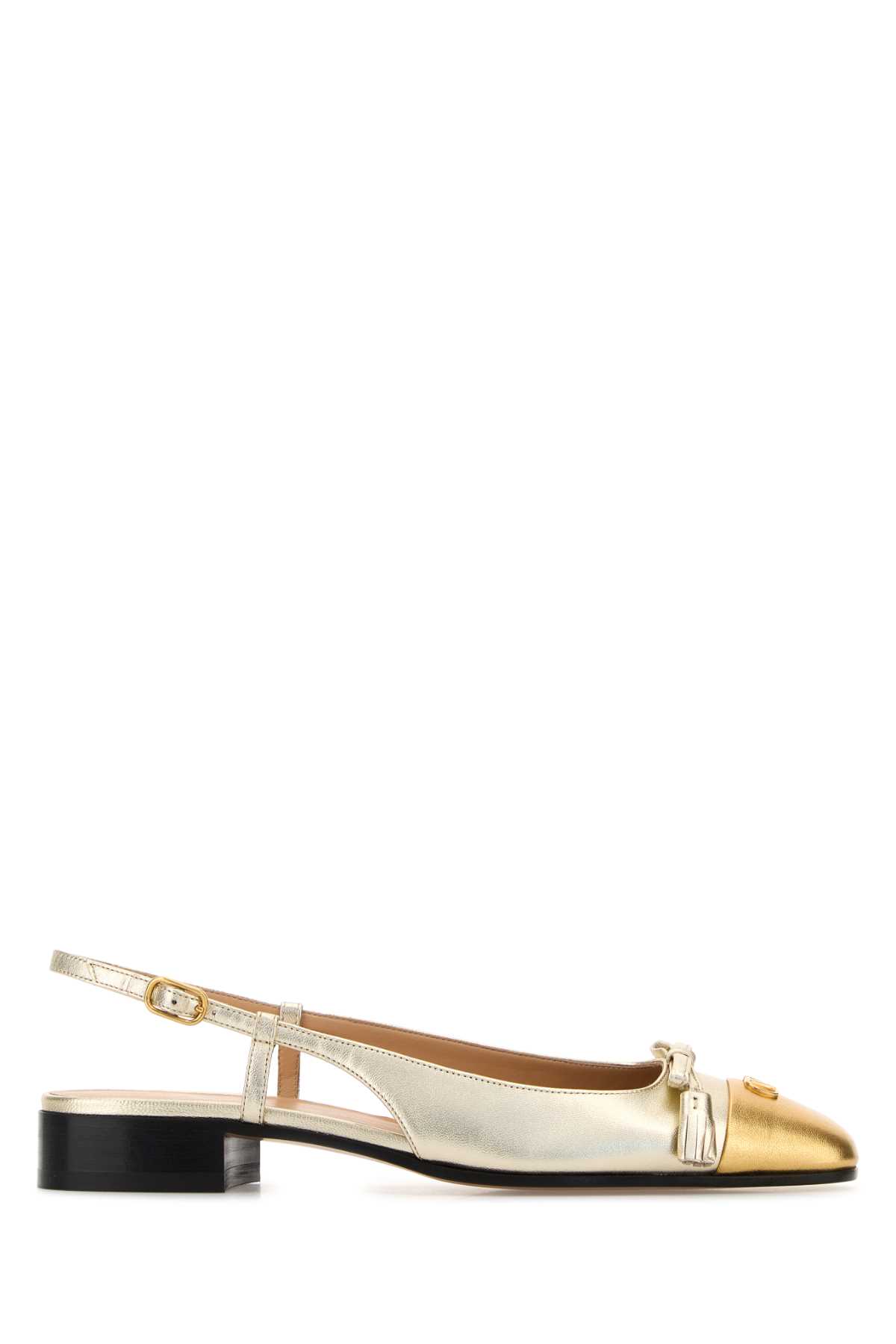 Valentino Garavani Two-tone Leather Valet Du Roi Ballerinas In Neutral