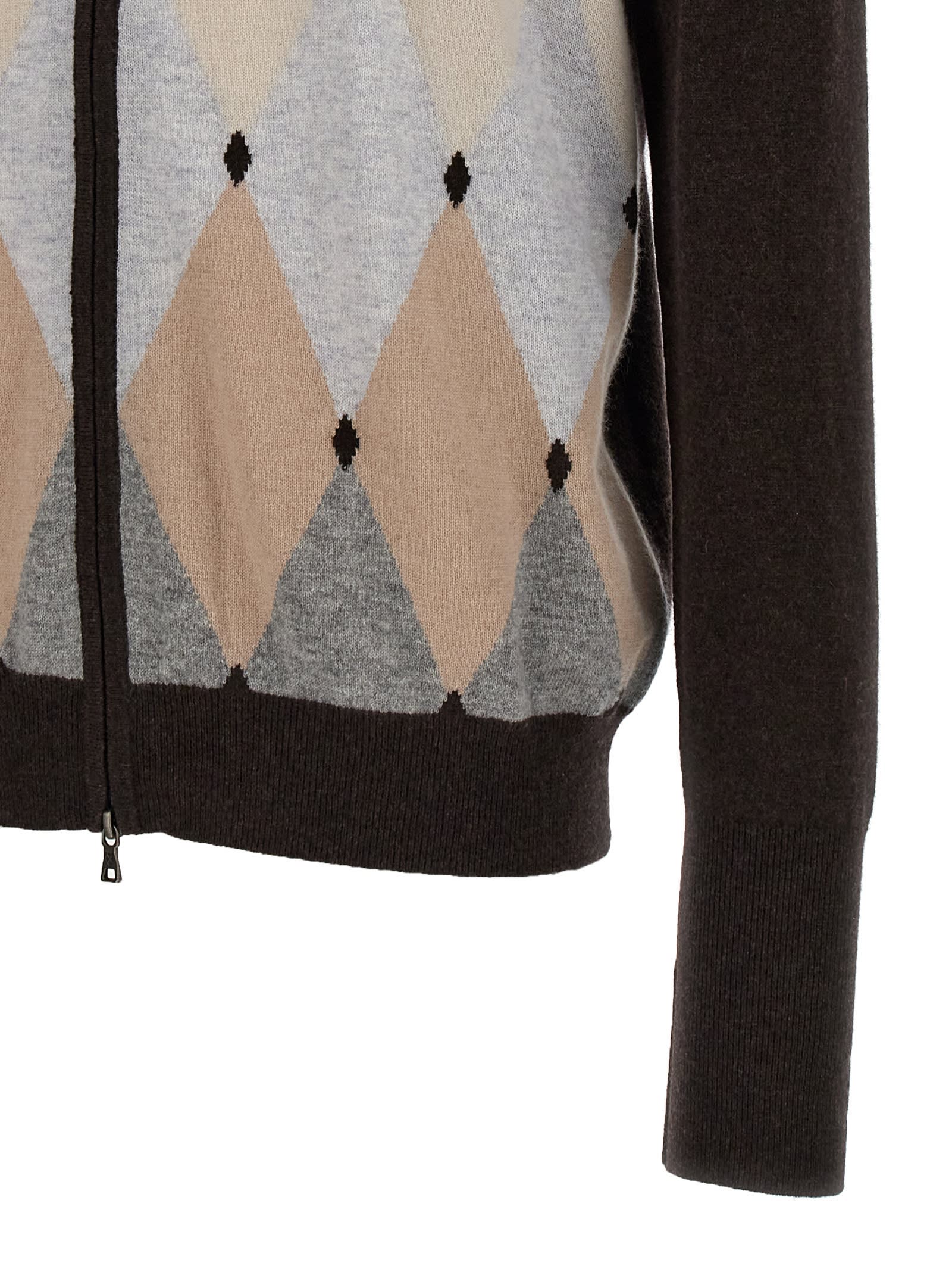 Shop Ballantyne Argyle Cardigan In Brown