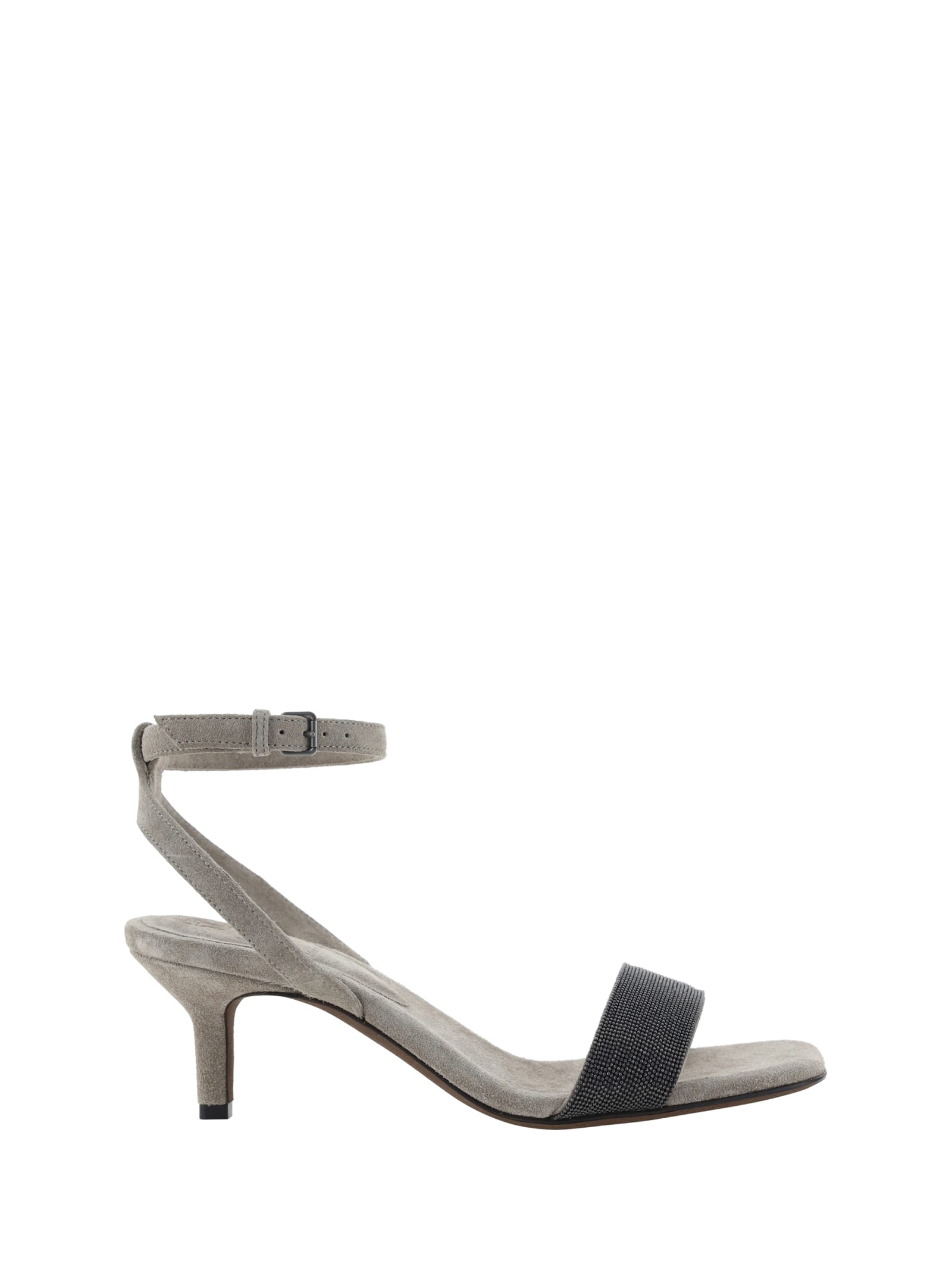 Brunello Cucinelli Pair Of Sandals With Heels In Gray