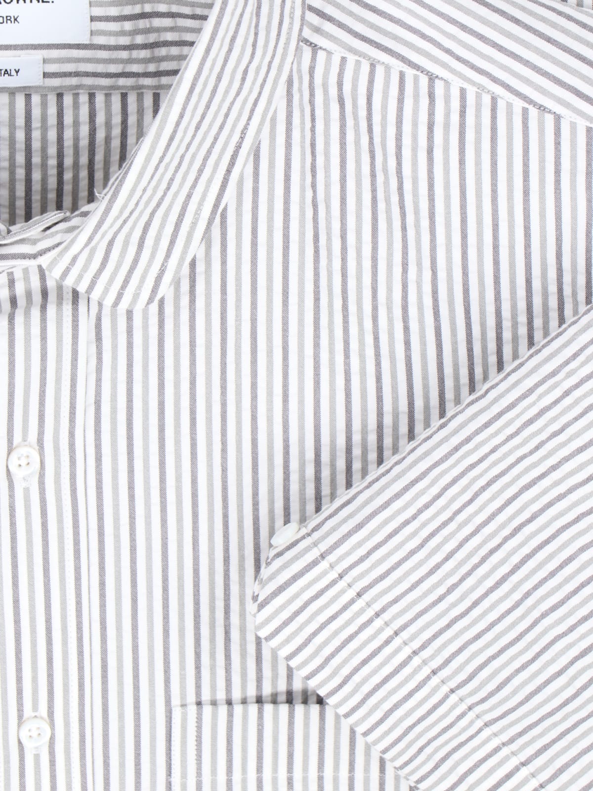 Thom Browne Striped Cotton Shirt In Silver