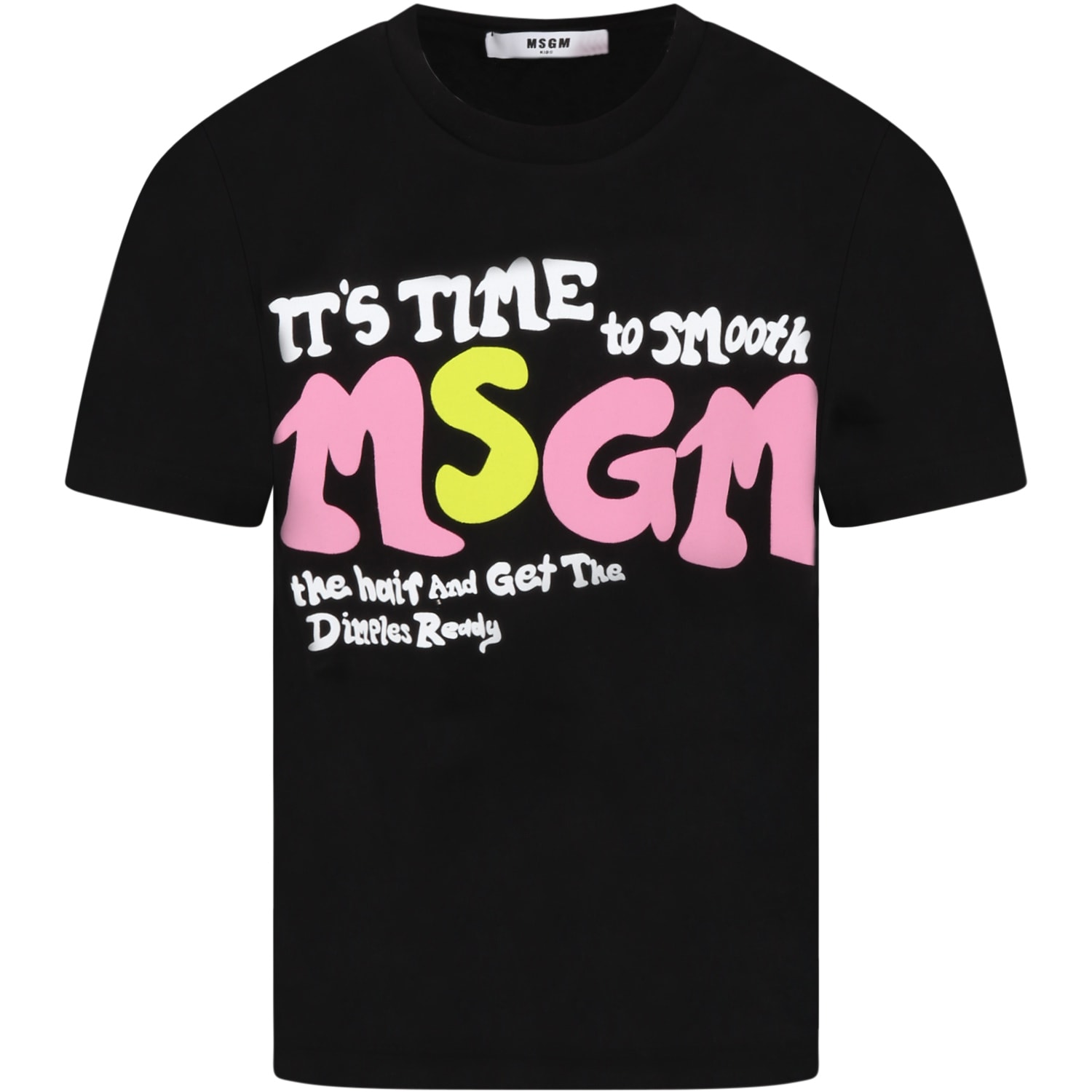 MSGM Black T-shirt For Girl With Multicolor Logo