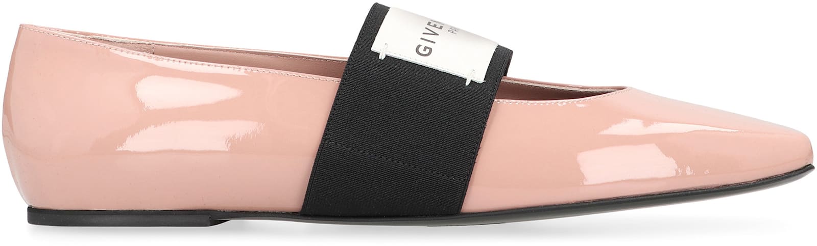 Givenchy Sliced Square Label Patent Leather Ballerina Flats In Pink