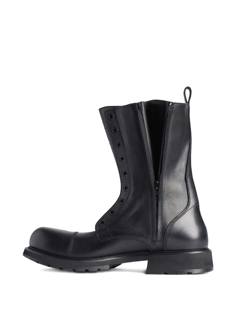 Balenciaga Rugged Leather Ankle Boots With Chunky Sole In Black