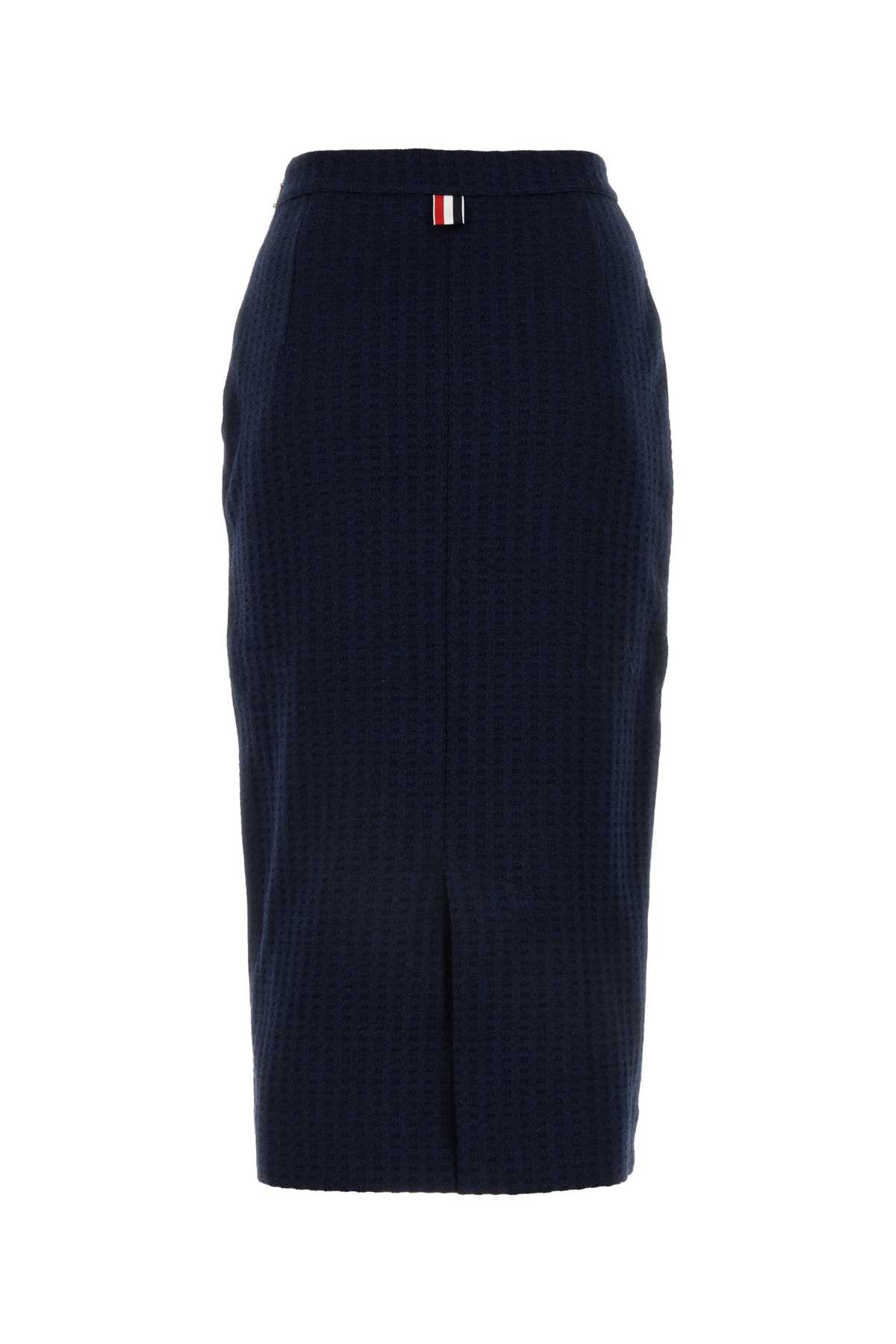 Thom Browne Melange Navy Blue Cotton Skirt