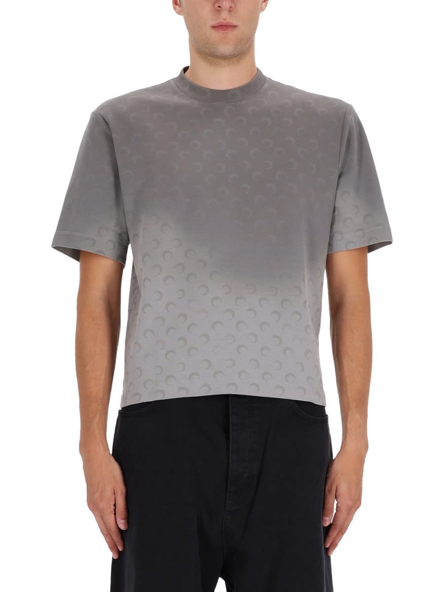 Marine Serre Faded Moon T-shirt In Gray