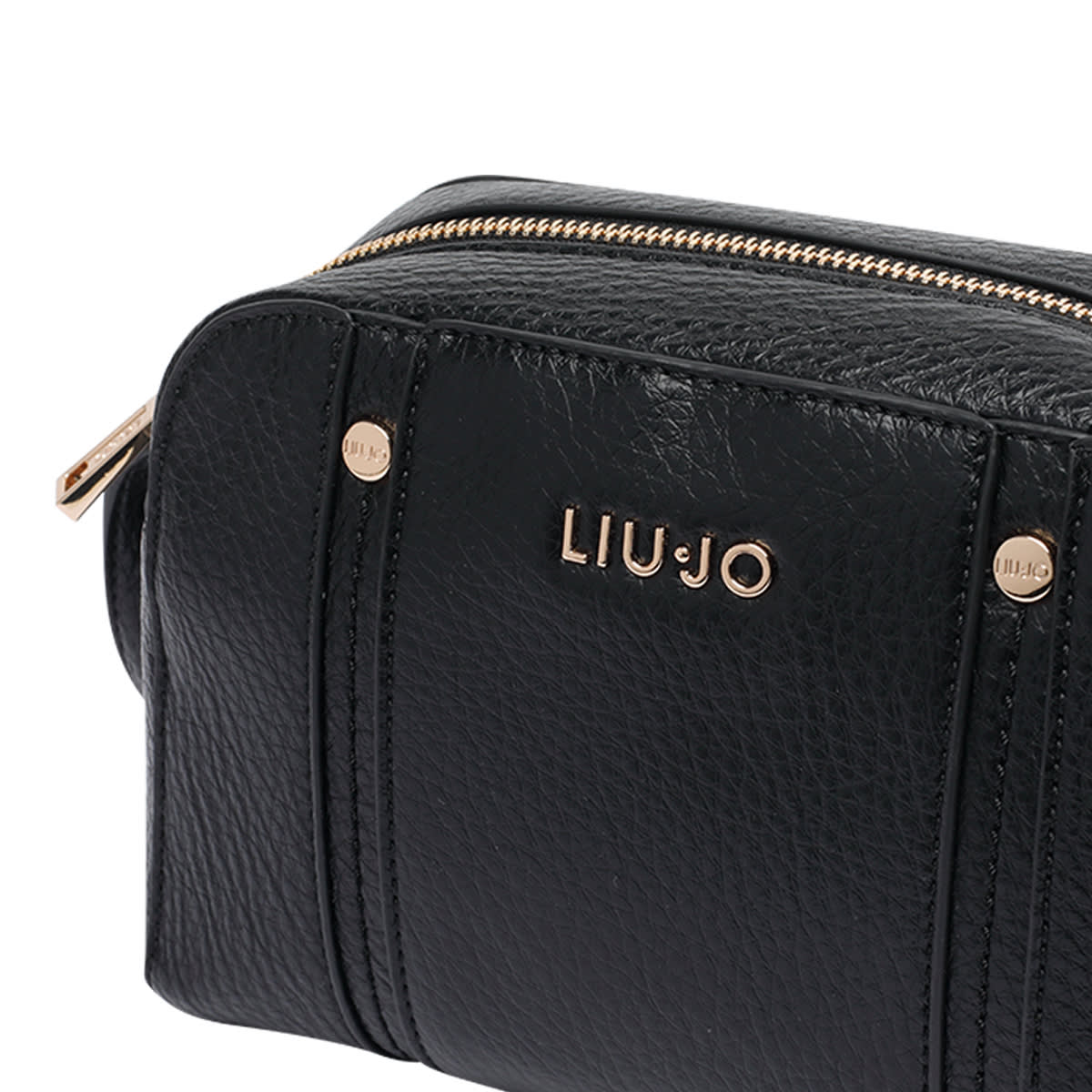 Liu •jo Logo-plaque Zip-closure Shoulder Bag In Black