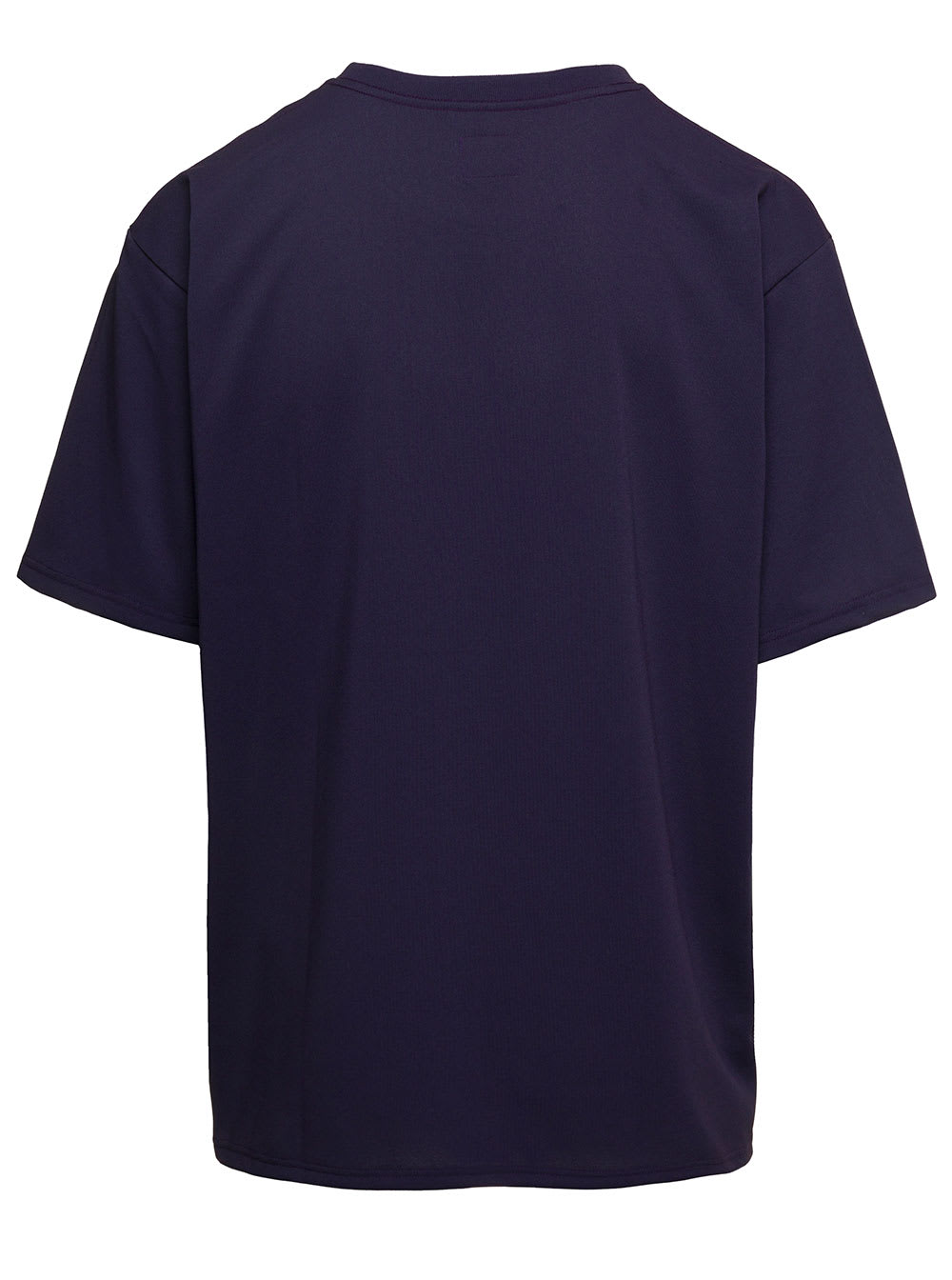 Shop Needles Crewneck T-shirt With Front Pocket And Embroidered Logo In Violet Technical Fabric Man