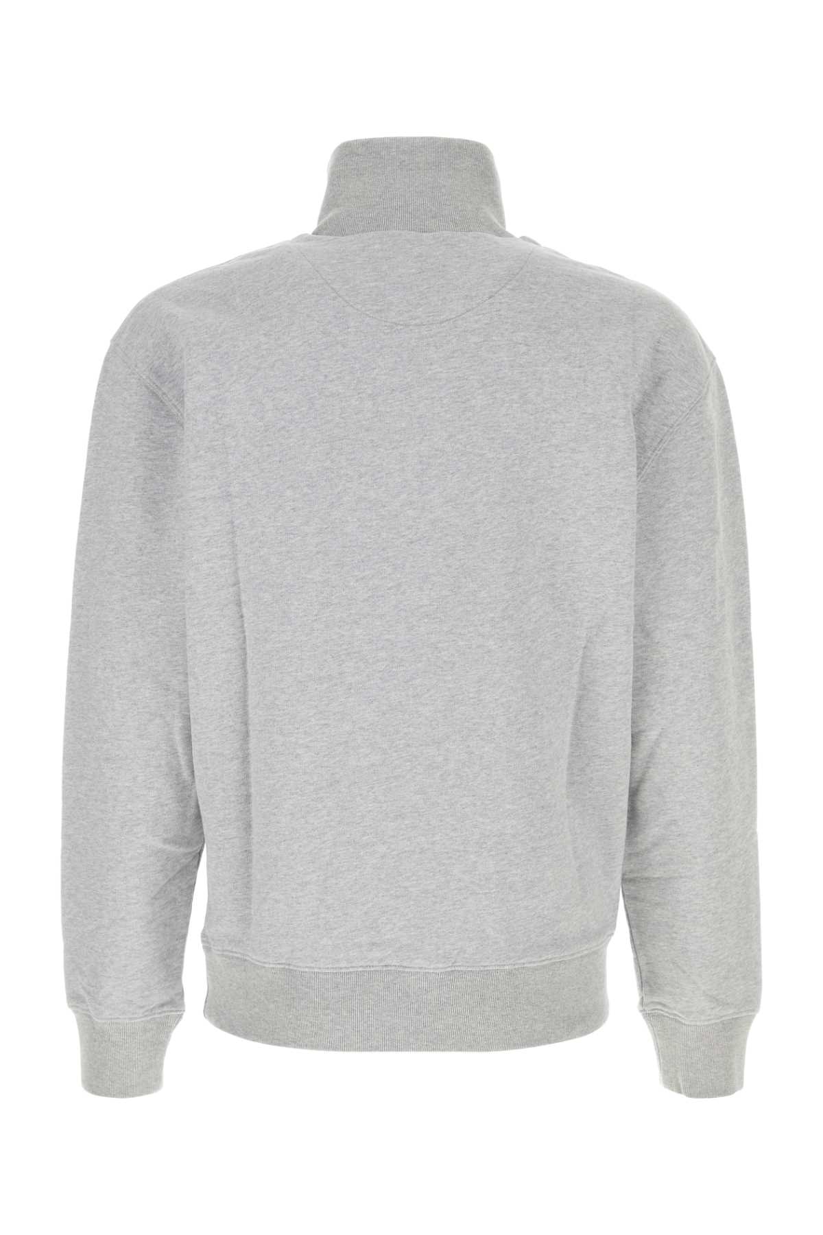 Shop Maison Kitsuné Melange Light Grey Cotton Sweatshirt