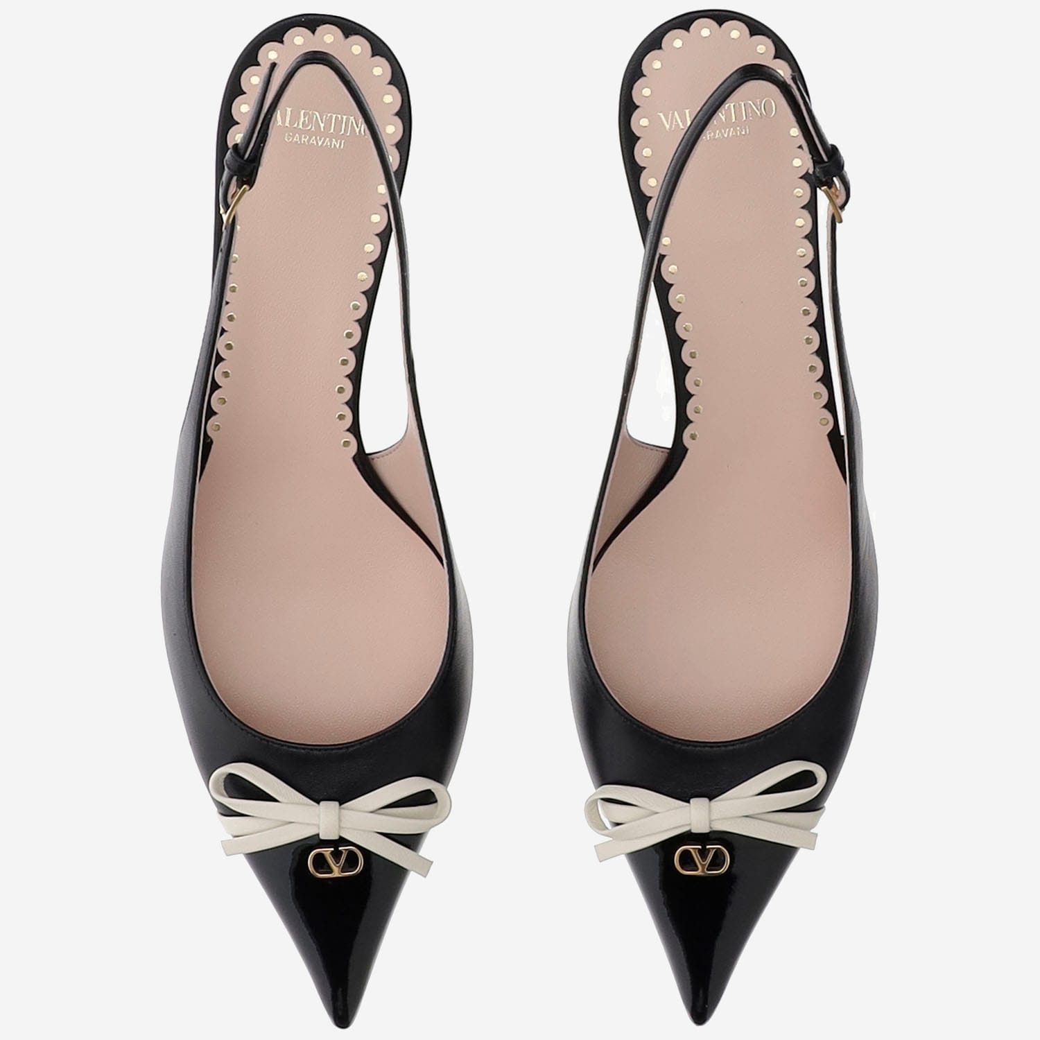 Valentino Bepointy 45 Bow-embellished Leather Slingback Pumps In Black