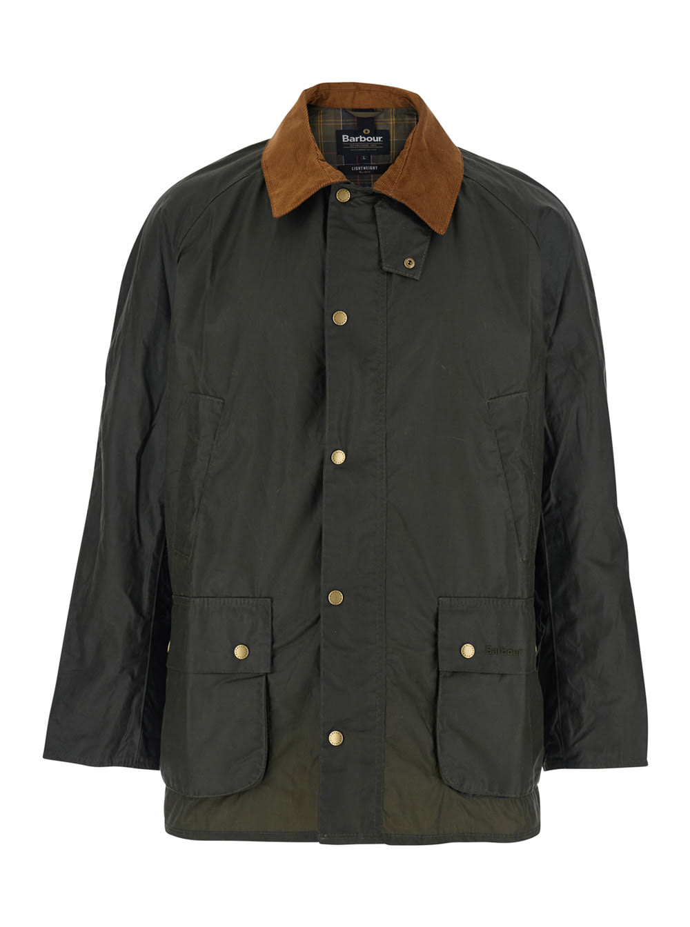 Barbour Green Jacket With Classic Contrasting Collar In Cotton Man
