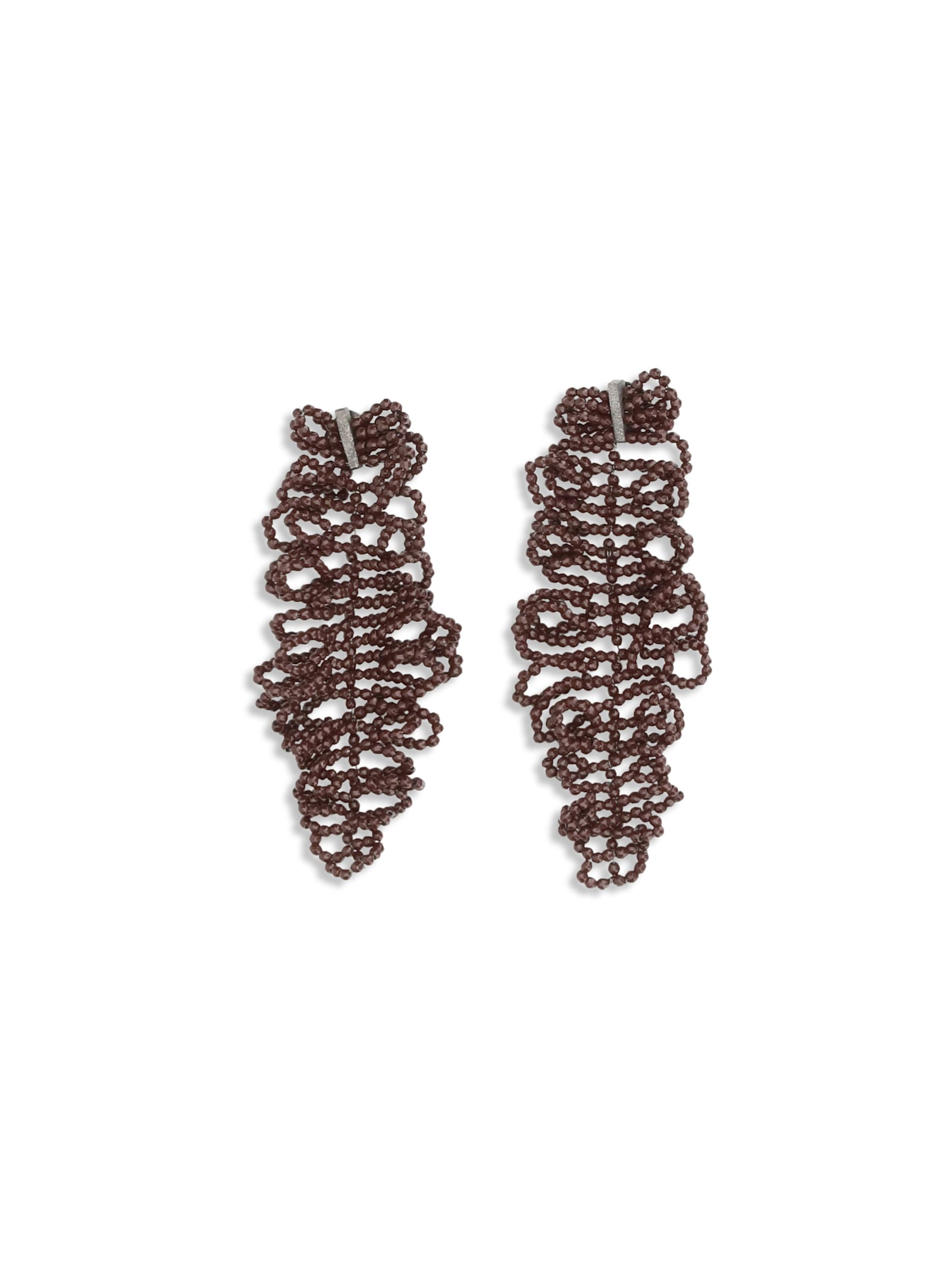 Brunello Cucinelli Sculptured Leaf Earrings In 925 Sterling Silver