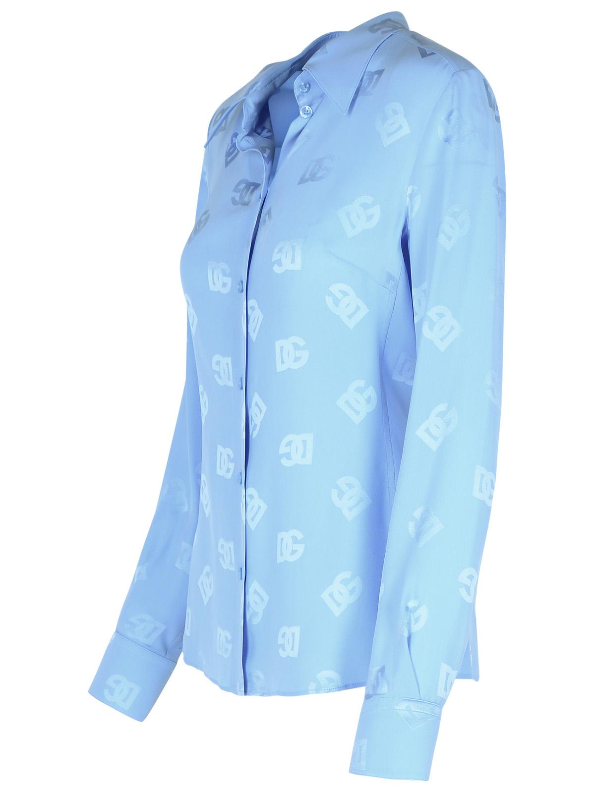 Shop Dolce & Gabbana Light Blue Silk Shirt In Lilla