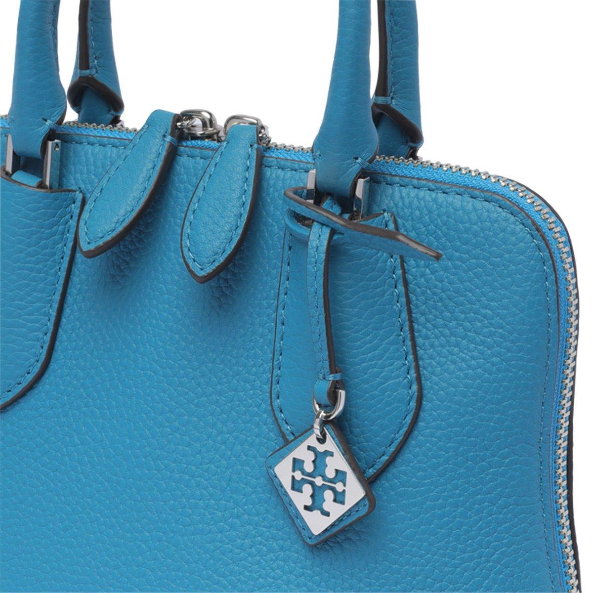 Shop Tory Burch Swing Zip-up Mini Crossbody Bag In Clear Blue