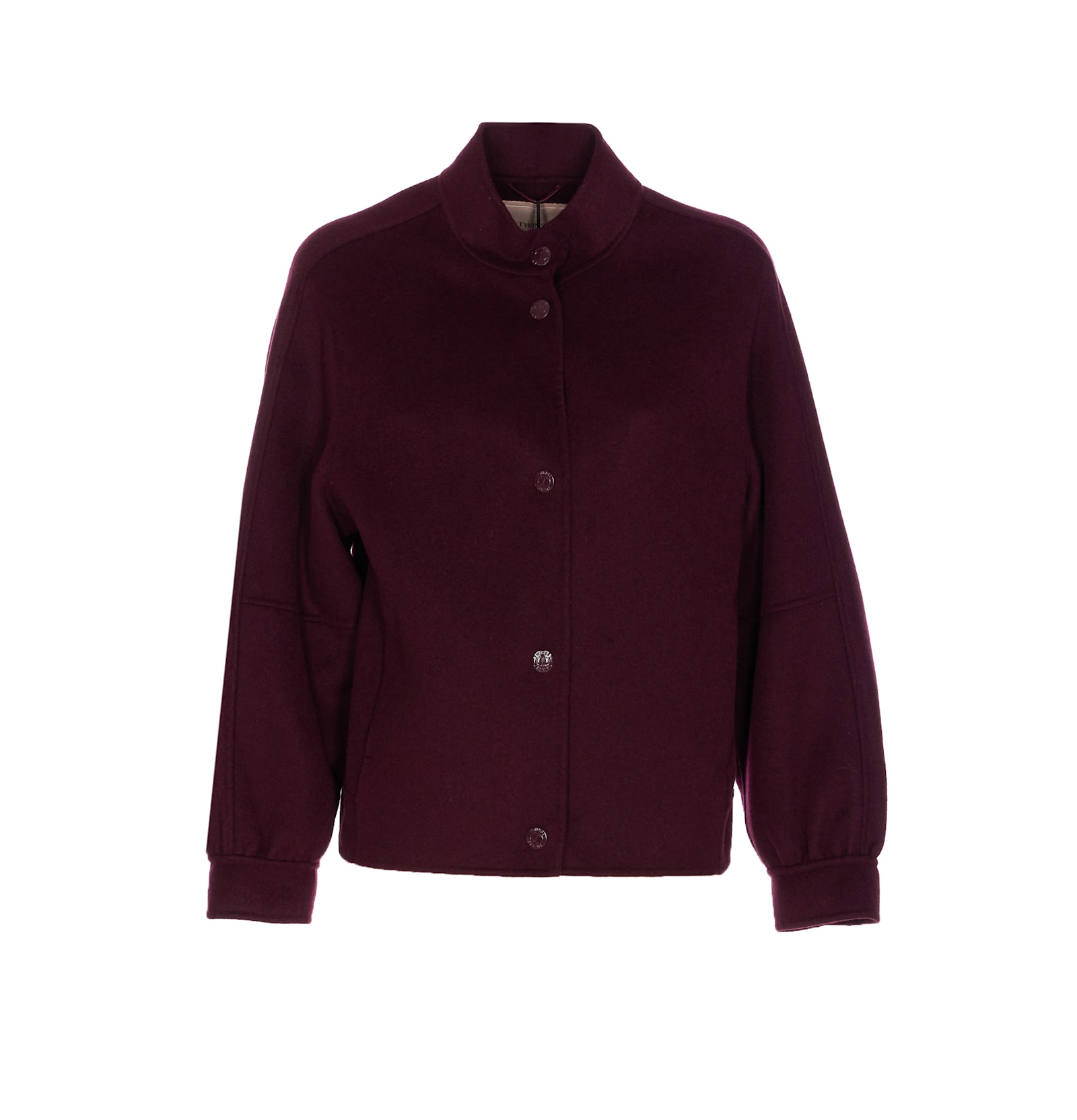 Twinset Snap-button Crew-neck Jacket In Purple
