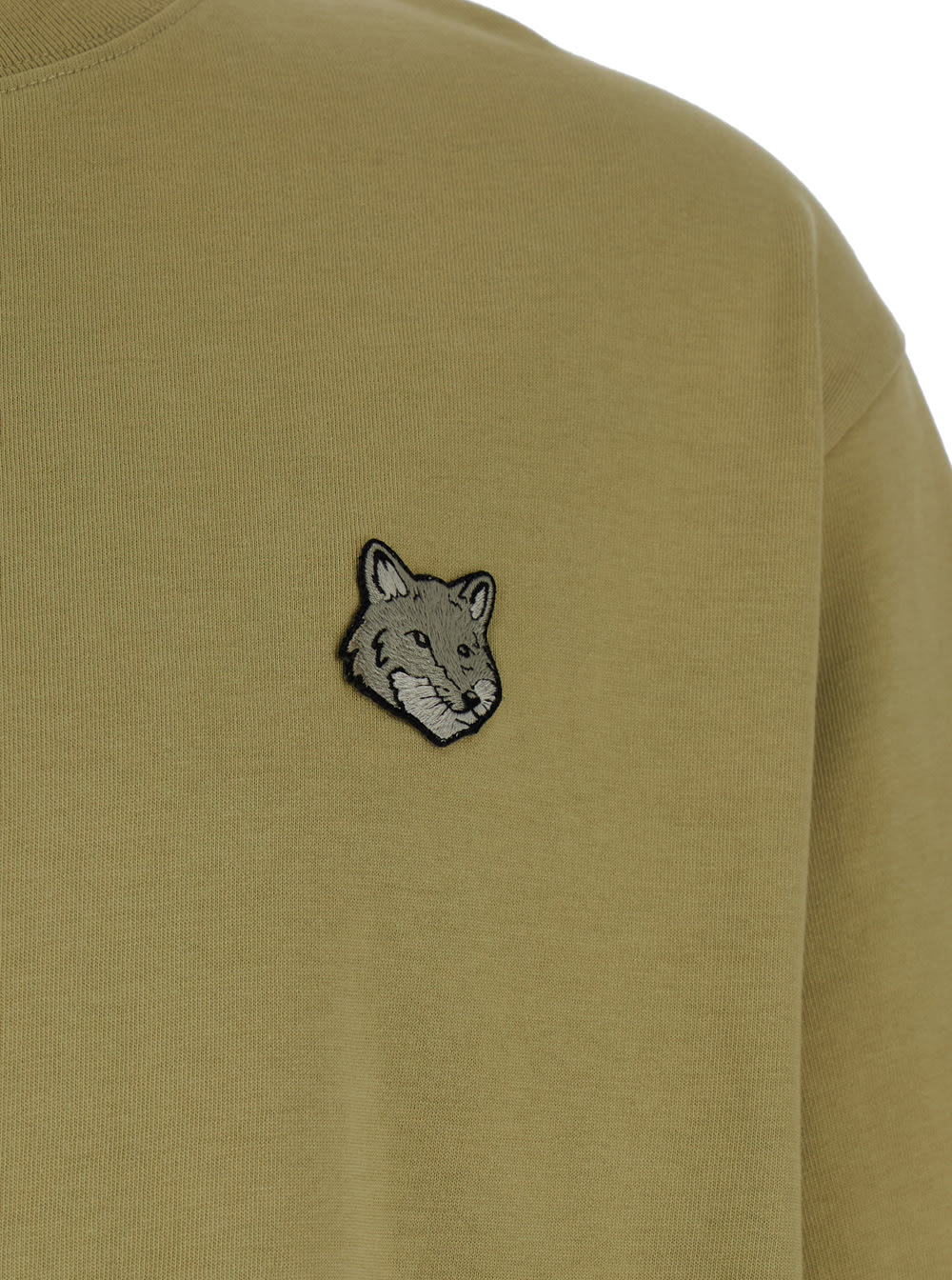 Maison Kitsuné Cotton T-shirt With Patch In Beige