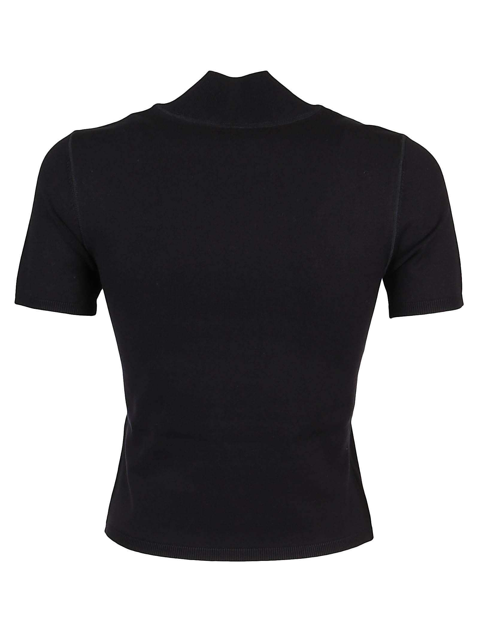 Shop Alexander Wang T Logo Patch Foundation Bodycon Short Sleeve Mock Neck Top In Black
