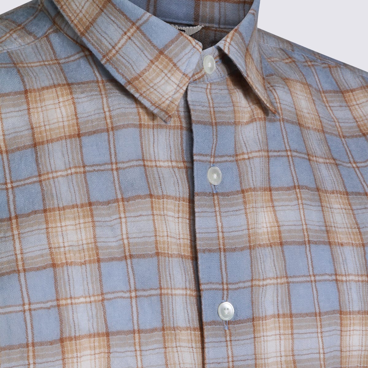 Auralee Lightweight Checked Long Sleeve Shirt In Gray