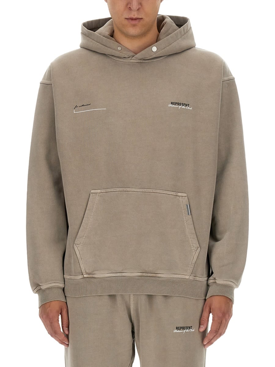 Shop Represent Patron Of The Club Hoodie In Grey