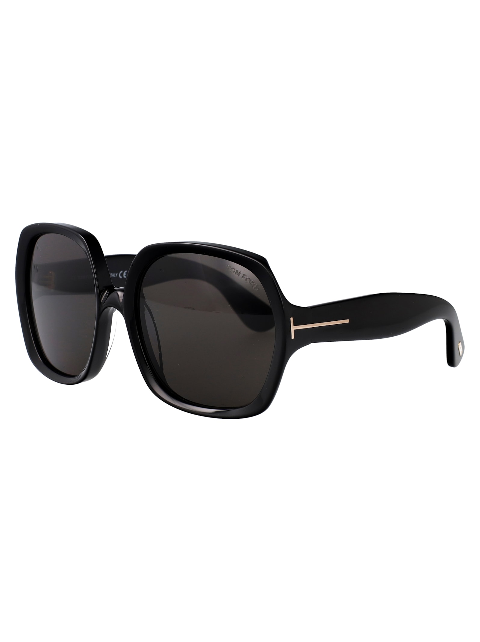 Tom Ford Geometric Sunglasses In Nero Lucido / Fumo