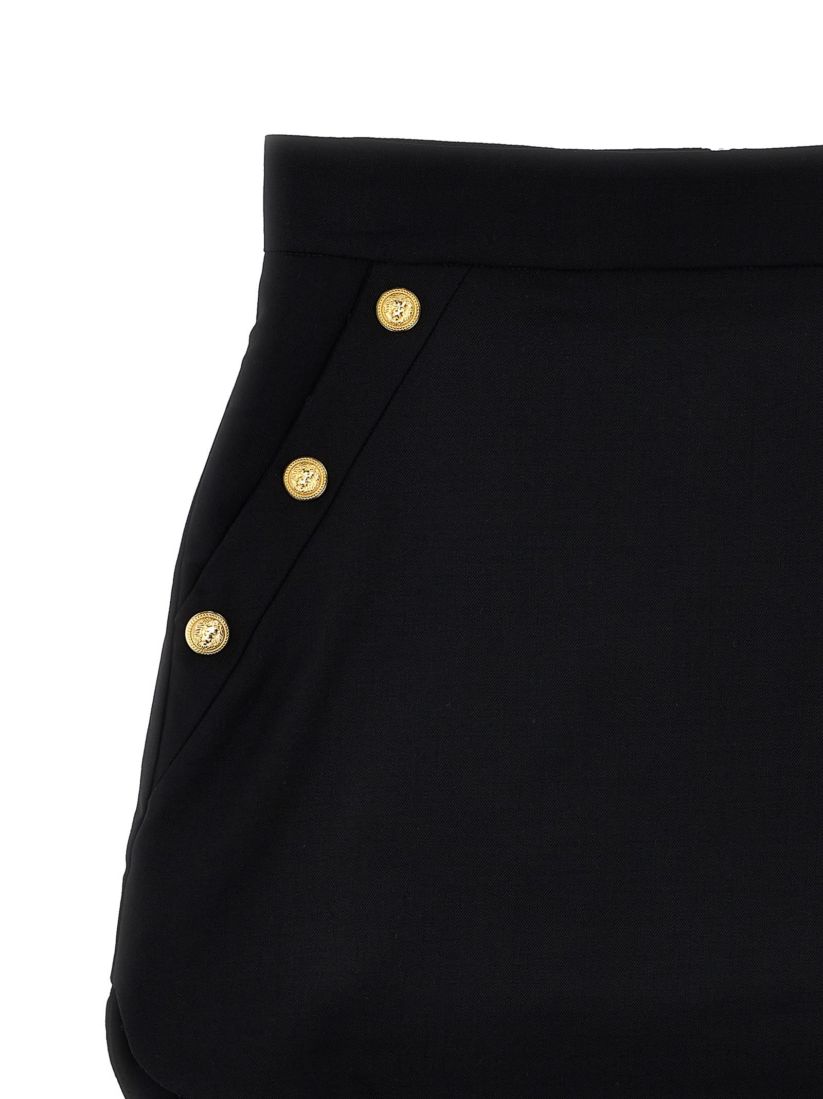 BALMAIN LOGO BUTTON SKIRT