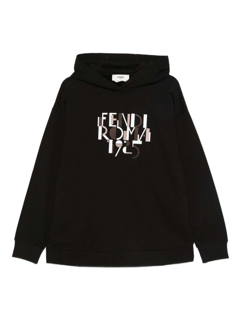 Fendi Roma Cotton Hoodie In Black