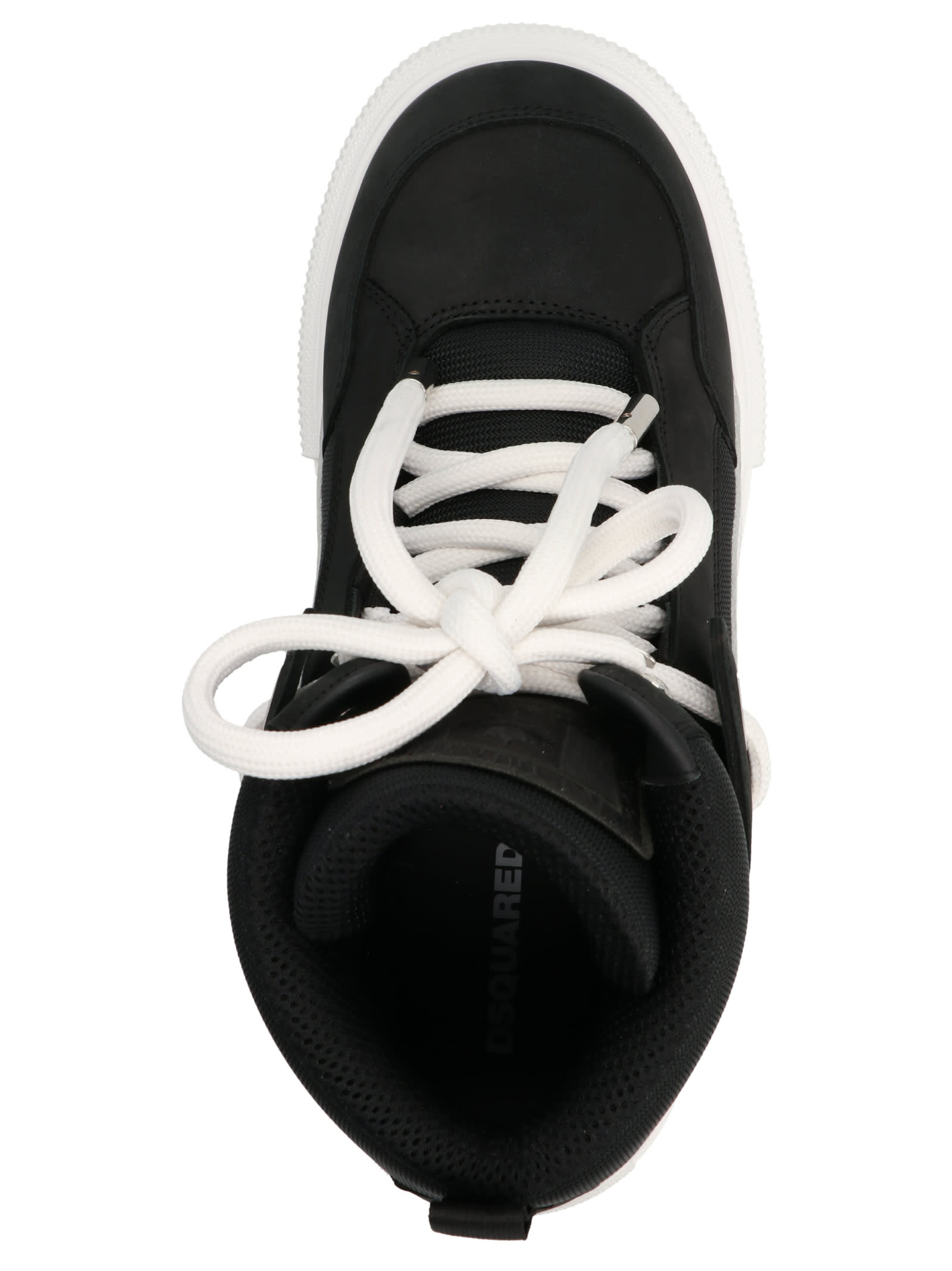 Dsquared2 Black Suede And White Canvas Sneakers In Nero