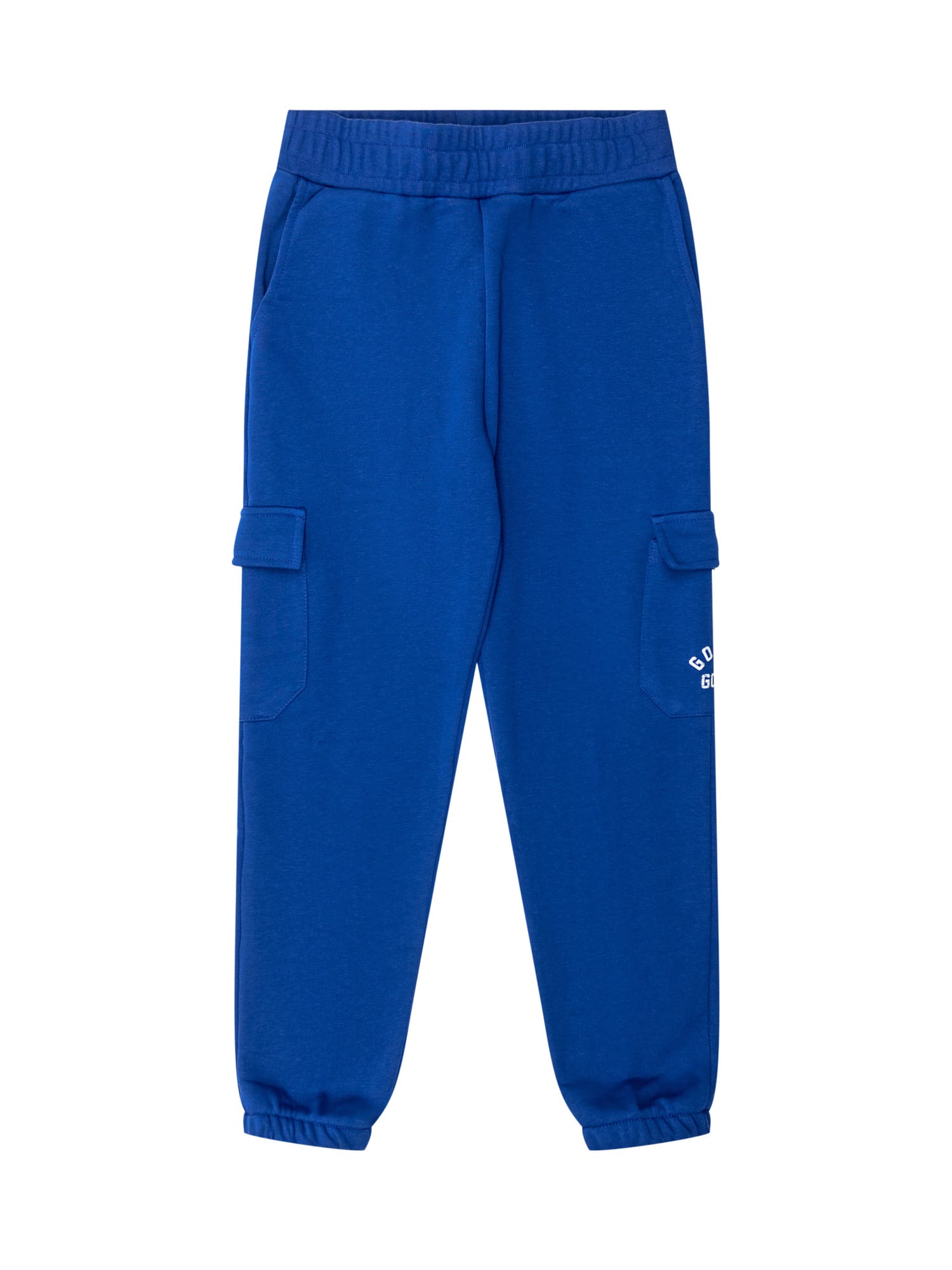 Shop Golden Goose Cargo Pants With Logo In Mazarine Blue