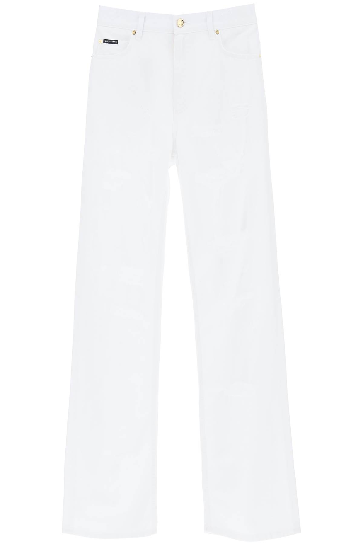 Shop Dolce & Gabbana Destroyed-effect Jeans In Bianco