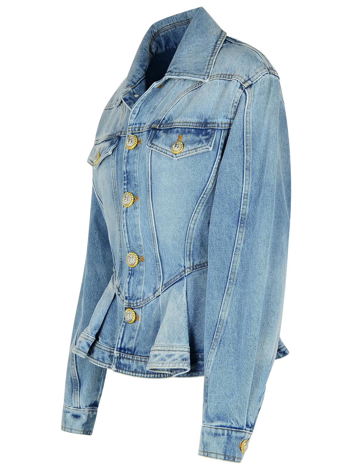 Shop Balmain Light Blue Denim Jacket