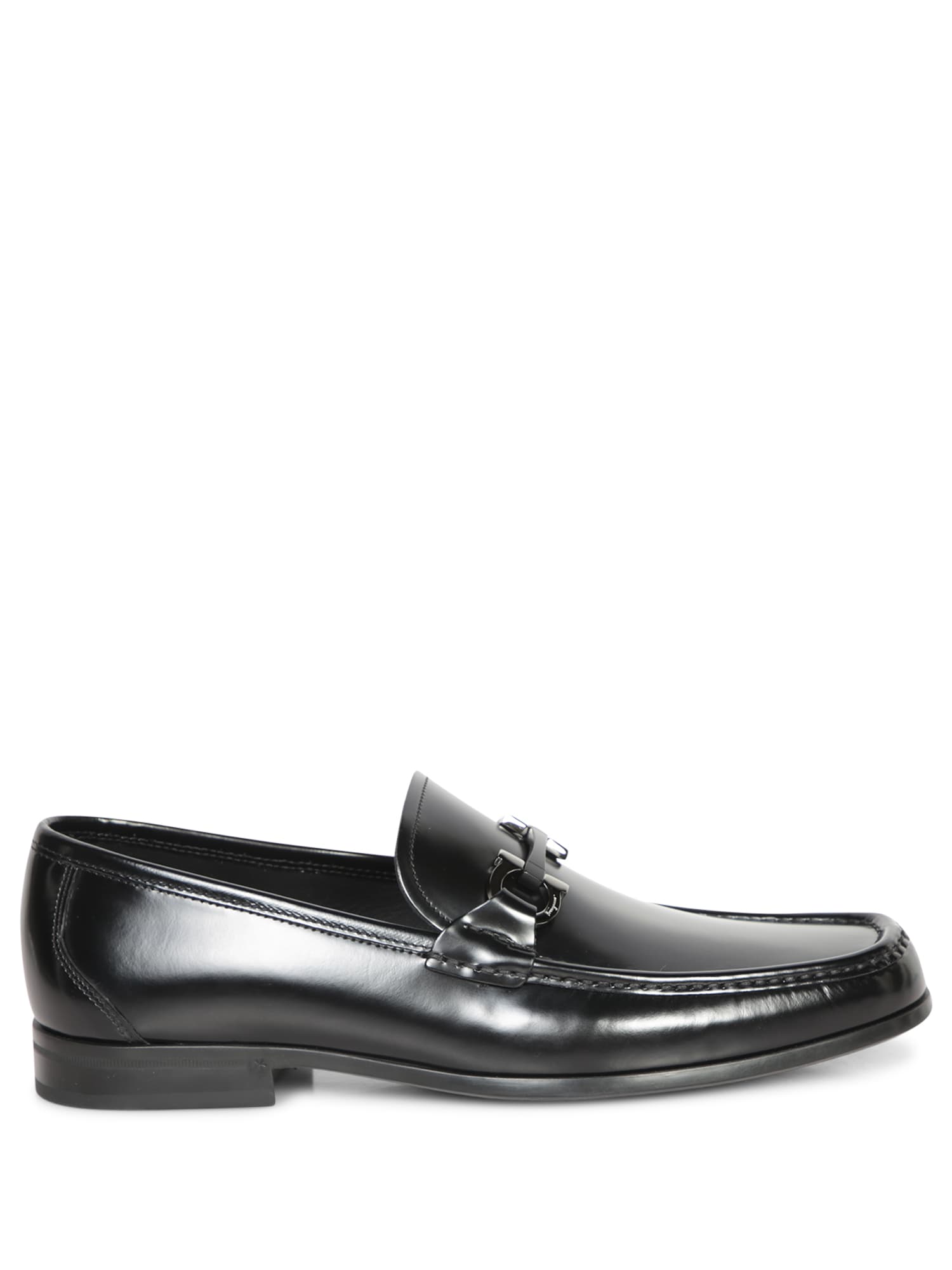 Shop Ferragamo Grandioso Buckle Black Loafers