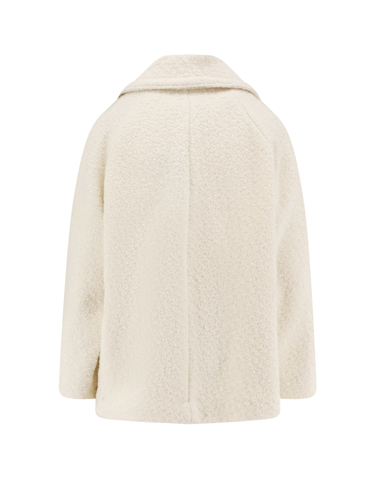 Hugo Boss Wool Blend Caban Coat In White