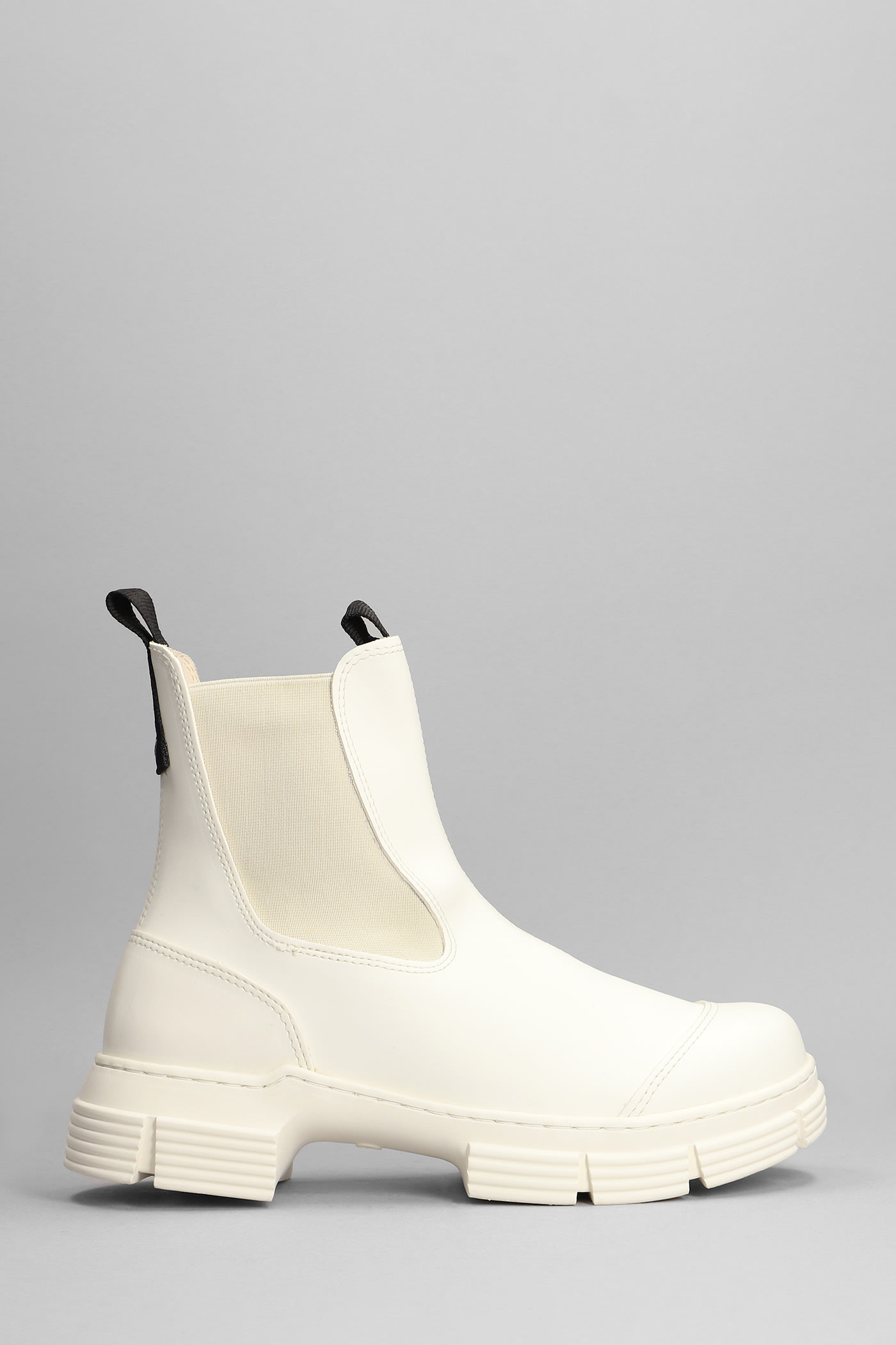 Ganni Combat Boots In White Rubber/plasic