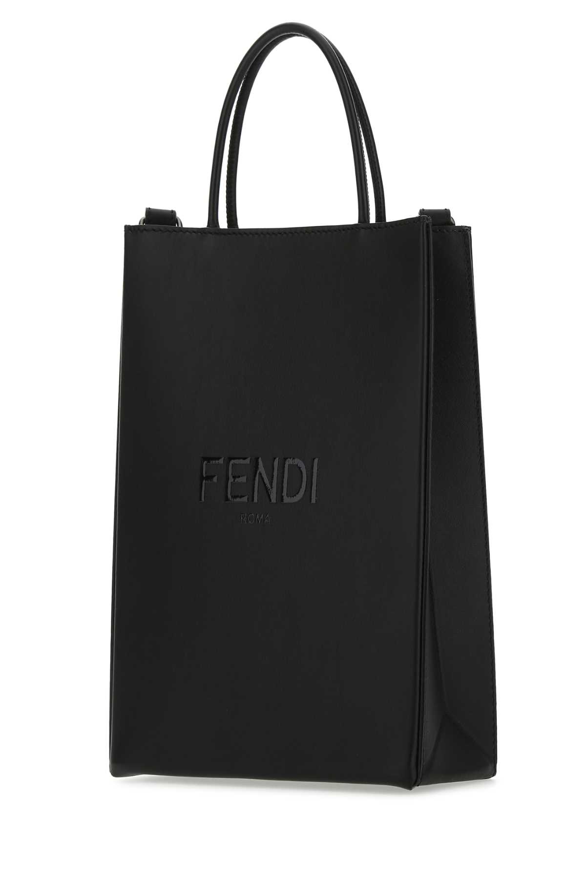 Shop Fendi Black Leather Small Handbag In F1z35