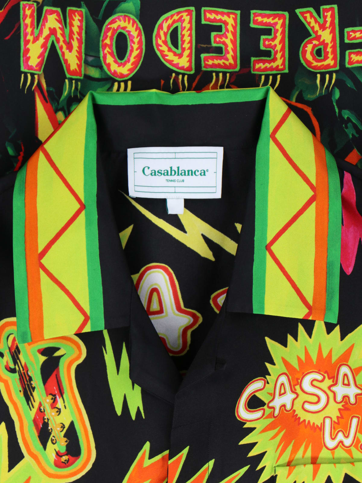 Shop Casablanca Music For The People Silk Shirt In Multicolor